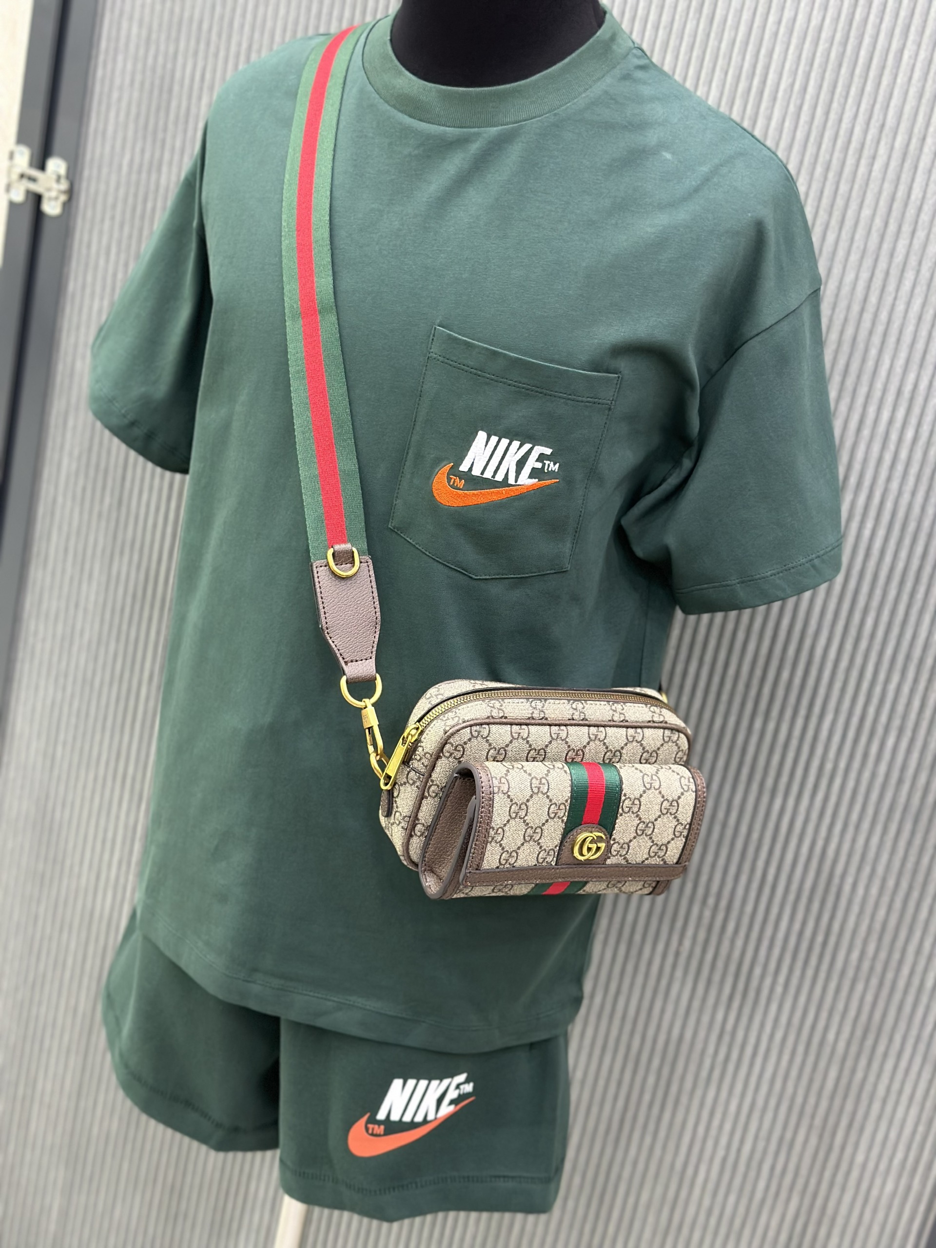 Bộ, Set hè Nike NK Xanh lá logo chữ thêu Trắng Cam Like Auth on web VTN