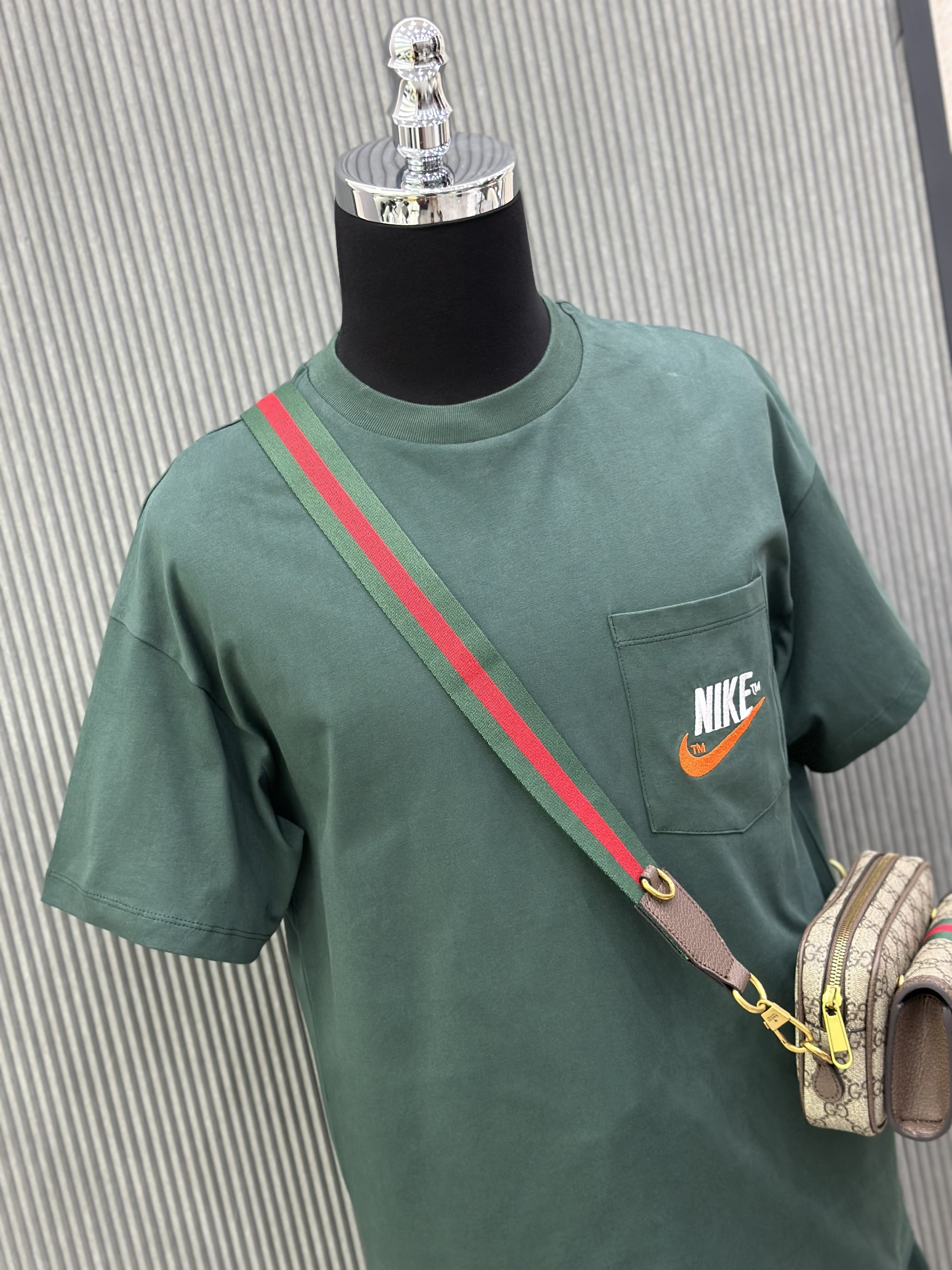 Bộ, Set hè Nike NK Xanh lá logo chữ thêu Trắng Cam Like Auth on web VTN
