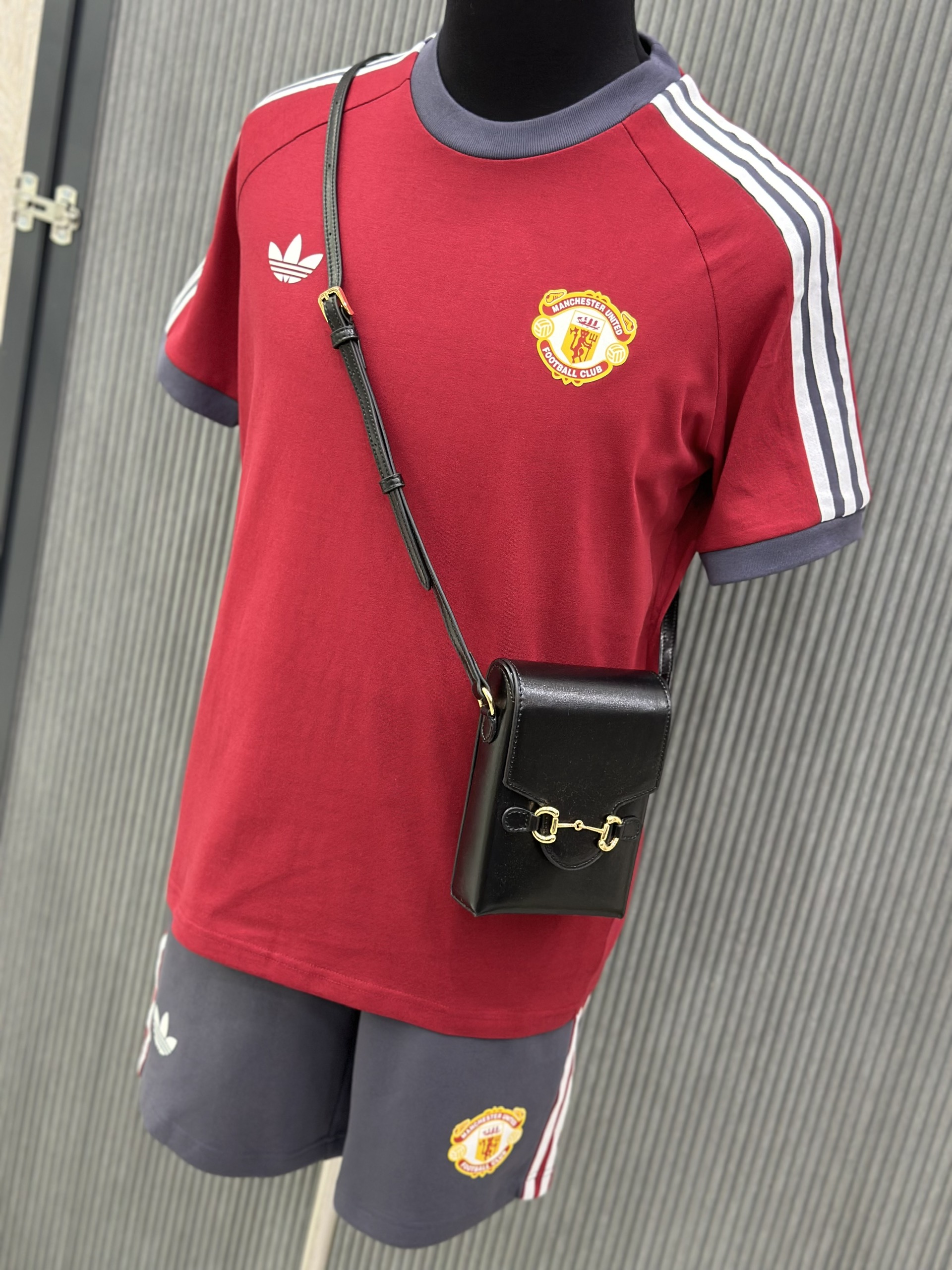 Bộ, Set hè Adidas A Đỏ phối Xám logo chữ kẻ sọc Trắng Like Auth on web VTN
