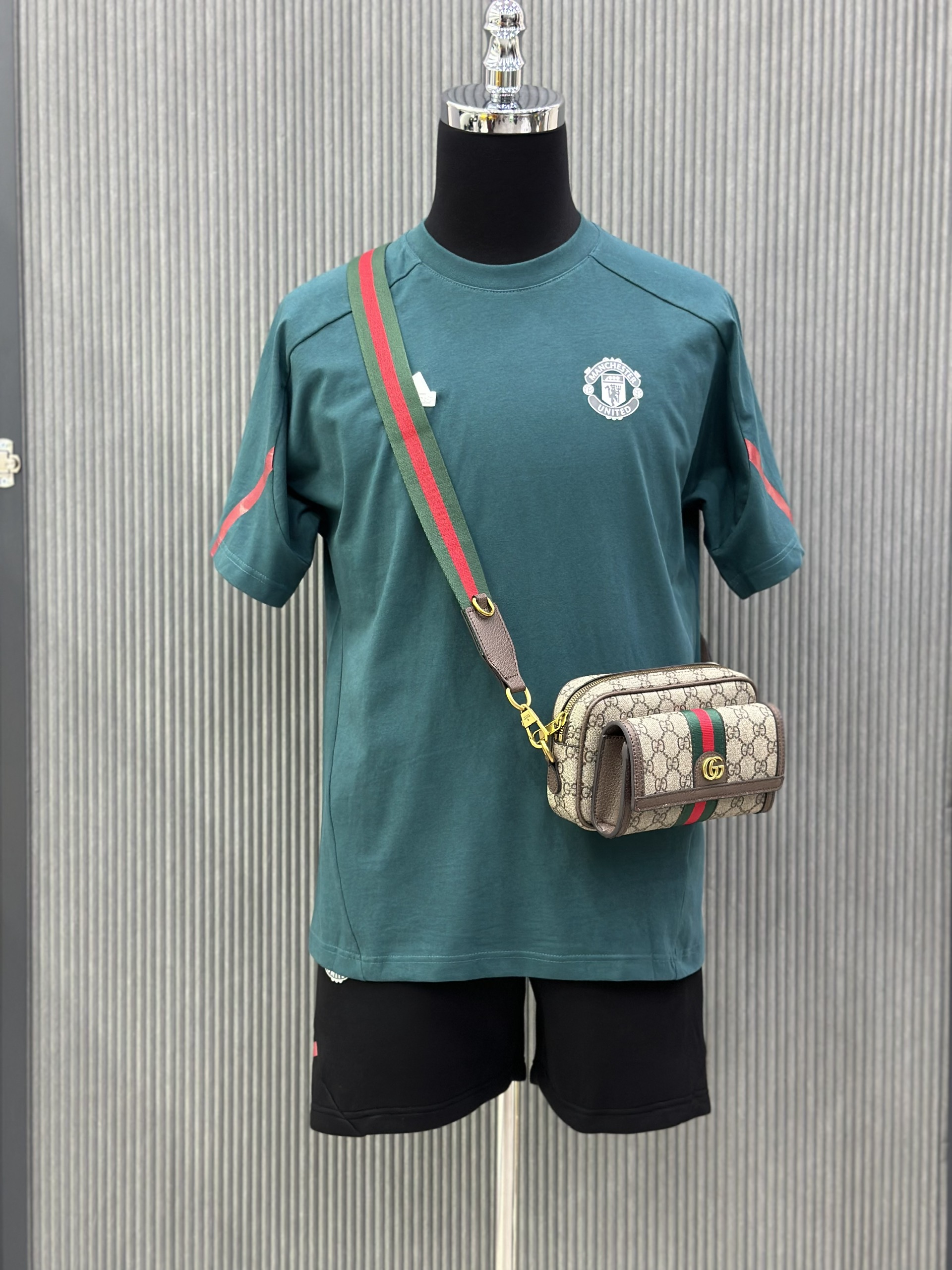 Bộ, Set hè Adidas A Xanh lam phối Đen kẻ tay Đỏ Like Auth on web VTN