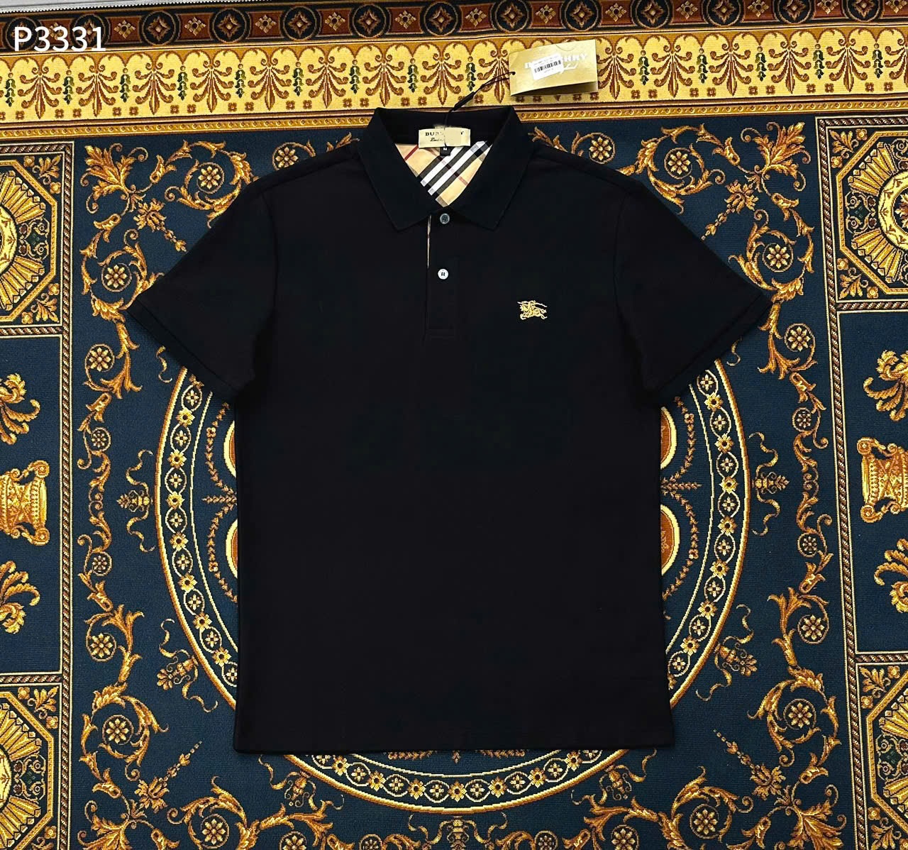 Áo polo Burberry BBR logo ngựa thêu ngực kẻ sọc cổ khuy Like Auth 1-1 on web LK