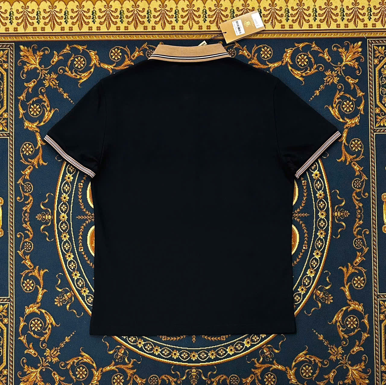 Áo polo Burberry BBR logo thêu ngực phối cổ Nâu Like Auth 1-1 on web LK