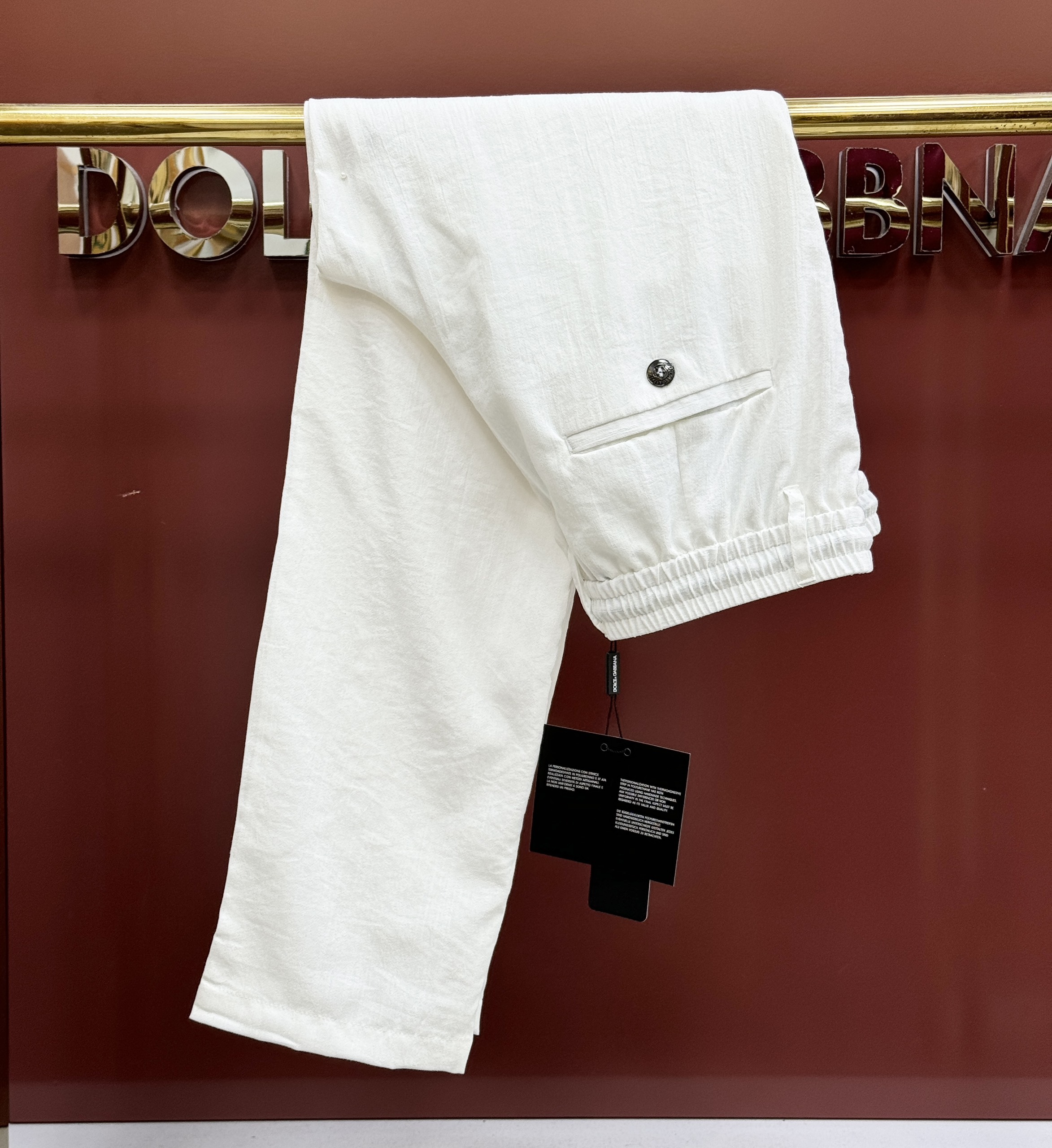 Quần dài đũi Dolce Gabbana DG Trắng trơn logo dây cạp Like Auth 1-1 on web CD