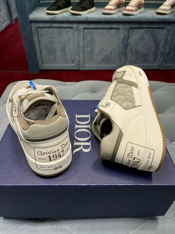 Giày sneaker Dior CD B27 Xám phối Xanh rêu họa tiết logo sườn Like Auth Fullbox Phụ Kiện VTN