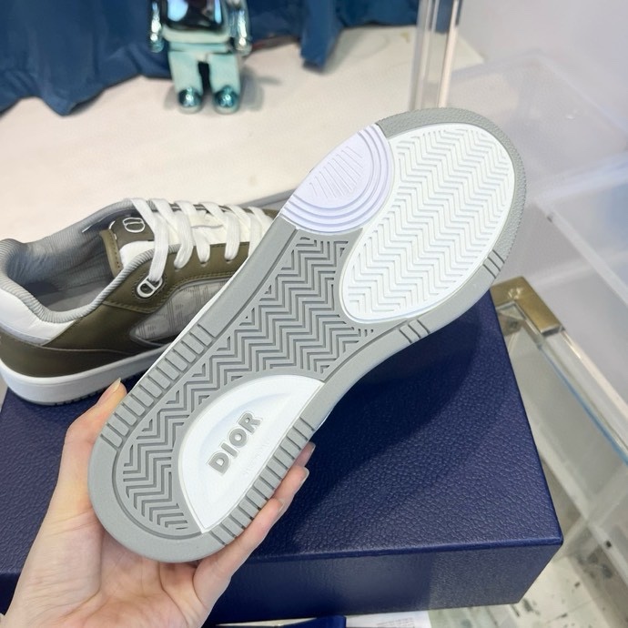 Giày sneaker Dior CD B27 Xanh rêu phối Trắng họa tiết logo sườn Like Auth Fullbox Phụ Kiện VTN
