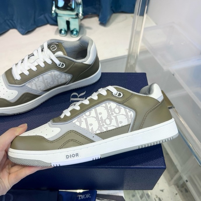 Giày sneaker Dior CD B27 Xanh rêu phối Trắng họa tiết logo sườn Like Auth Fullbox Phụ Kiện VTN