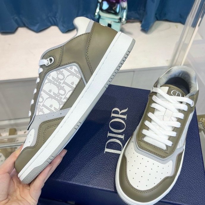 Giày sneaker Dior CD B27 Xanh rêu phối Trắng họa tiết logo sườn Like Auth Fullbox Phụ Kiện VTN