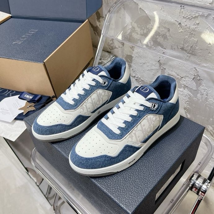 Giày sneaker Dior CD B27 Xanh dương phối Trắng họa tiết logo Xám sườn Like Auth Fullbox Phụ Kiện VTN