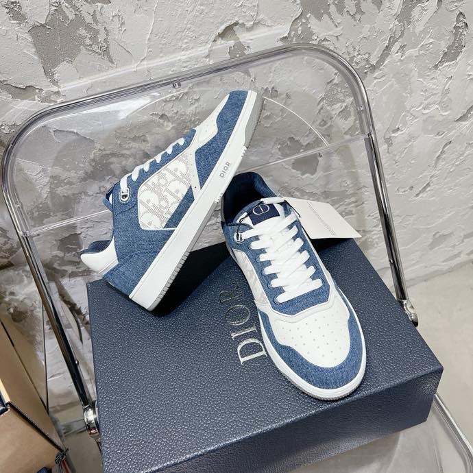 Giày sneaker Dior CD B27 Xanh dương phối Trắng họa tiết logo Xám sườn Like Auth Fullbox Phụ Kiện VTN