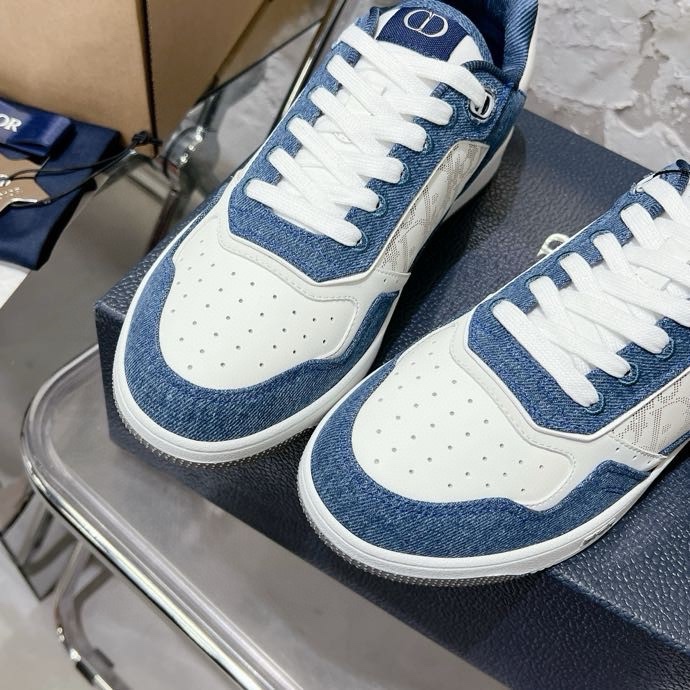 Giày sneaker Dior CD B27 Xanh dương phối Trắng họa tiết logo Xám sườn Like Auth Fullbox Phụ Kiện VTN