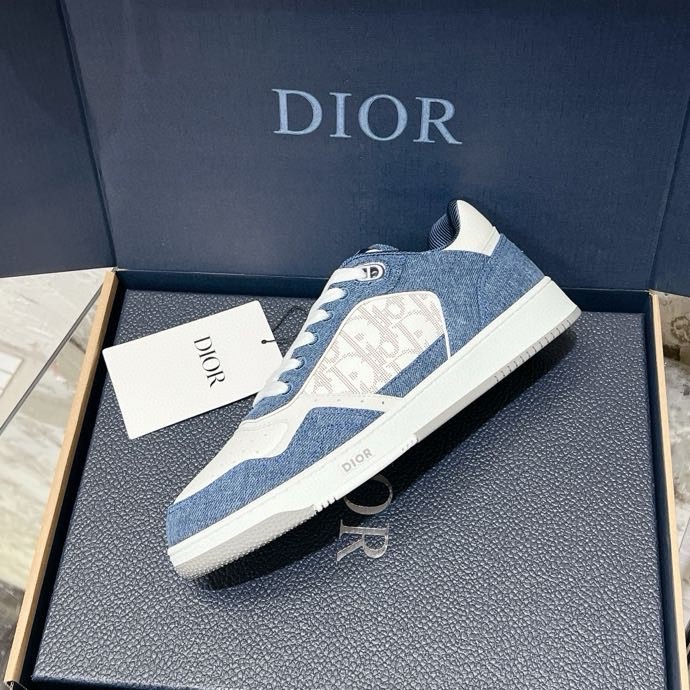 Giày sneaker Dior CD B27 Xanh dương phối Trắng họa tiết logo Xám sườn Like Auth Fullbox Phụ Kiện VTN
