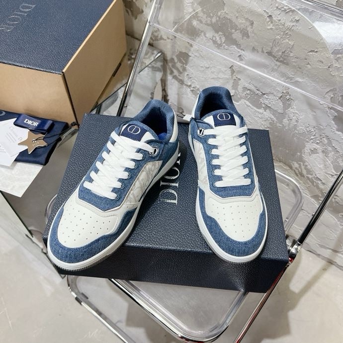 Giày sneaker Dior CD B27 Xanh dương phối Trắng họa tiết logo Xám sườn Like Auth Fullbox Phụ Kiện VTN