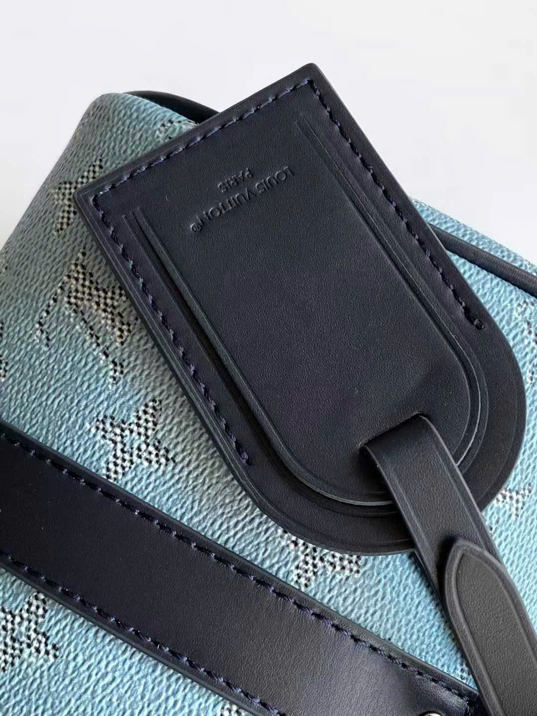 Túi trống mini đeo chéo, cầm tay Louis Vuitton LV Xanh jean họa tiết hoa vân logo viền dây Đen Like Auth on web fullbox bill thẻ PLD