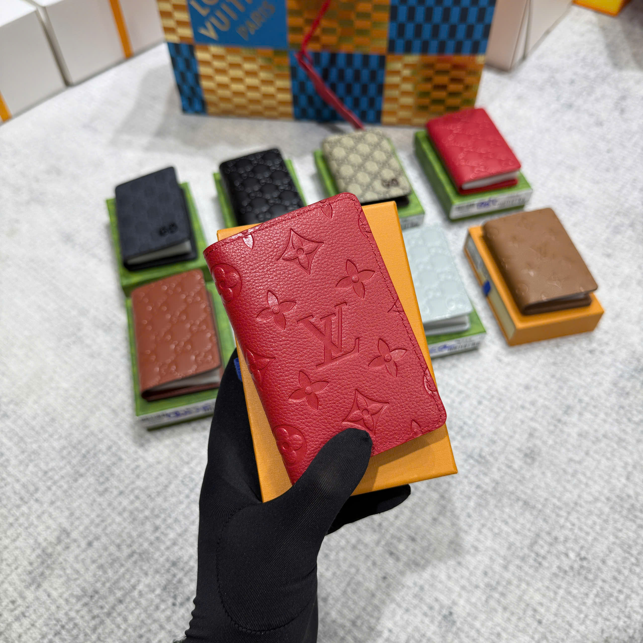 Ví thẻ các mẫu họa tiết vân dập chìm Like Auth fullbox túi thẻ phụ kiện PLD