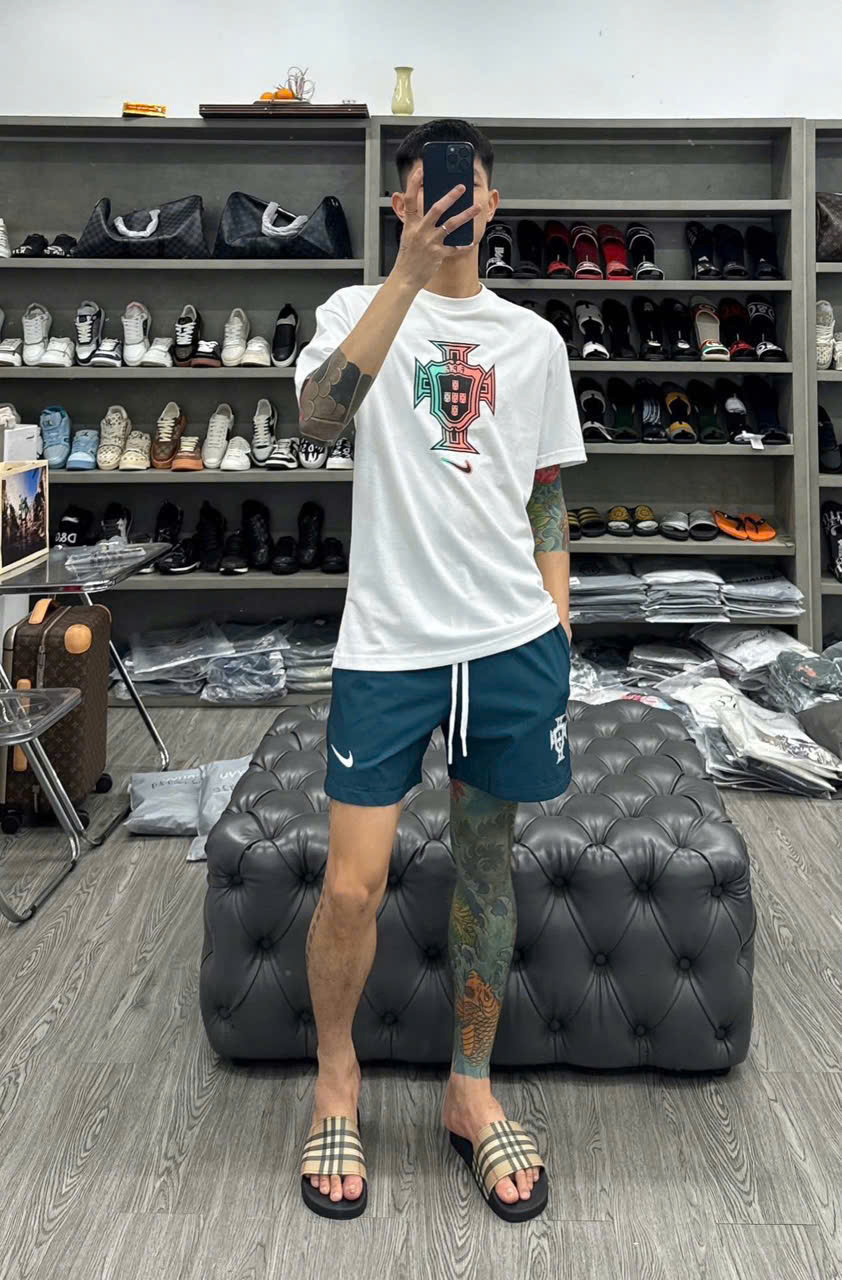 Bộ, Set hè Nike NK Trắng Xanh logo màu Like Auth on web NV