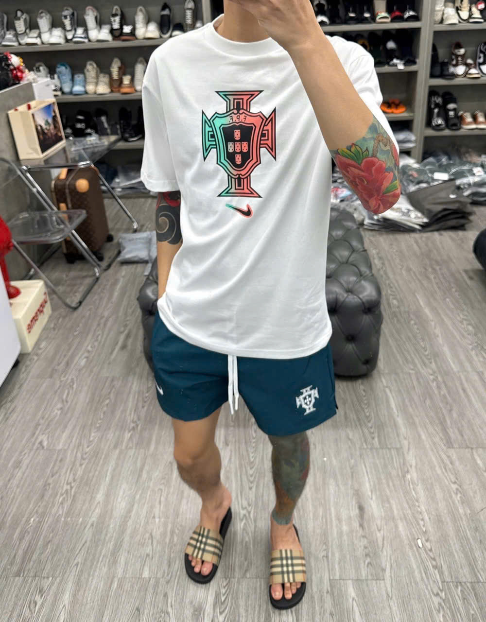 Bộ, Set hè Nike NK Trắng Xanh logo màu Like Auth on web NV