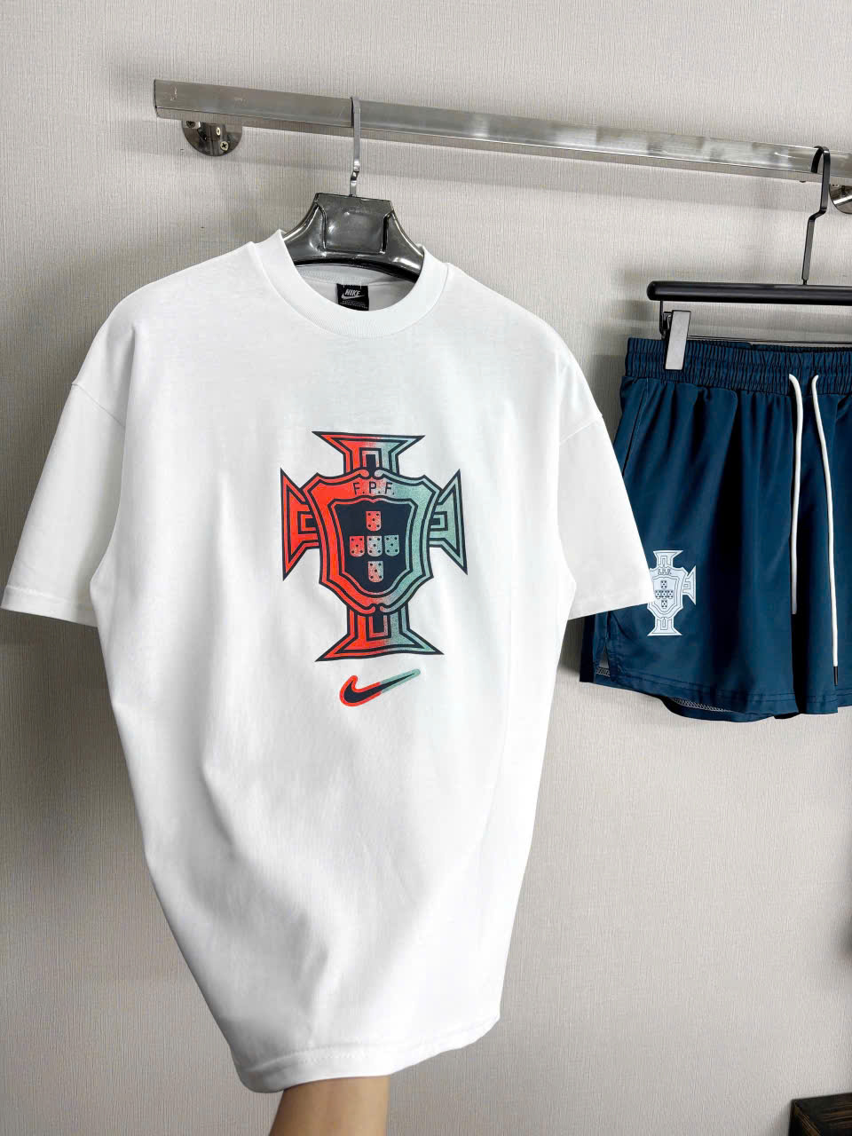 Bộ, Set hè Nike NK Trắng Xanh logo màu Like Auth on web NV