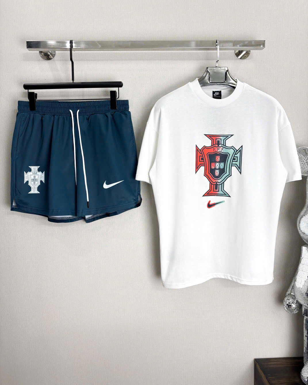 Bộ, Set hè Nike NK Trắng Xanh logo màu Like Auth on web NV