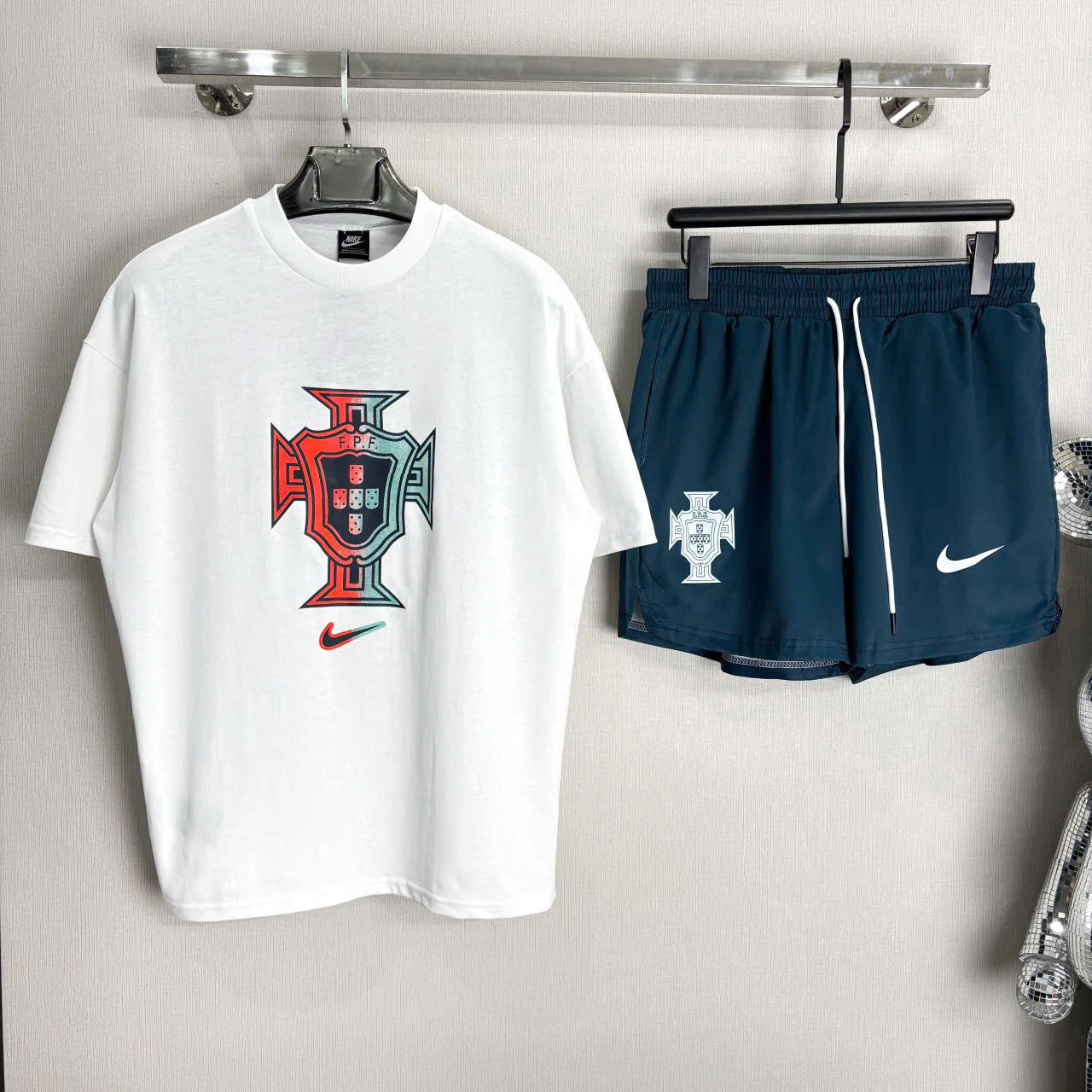 Bộ, Set hè Nike NK Trắng Xanh logo màu Like Auth on web NV