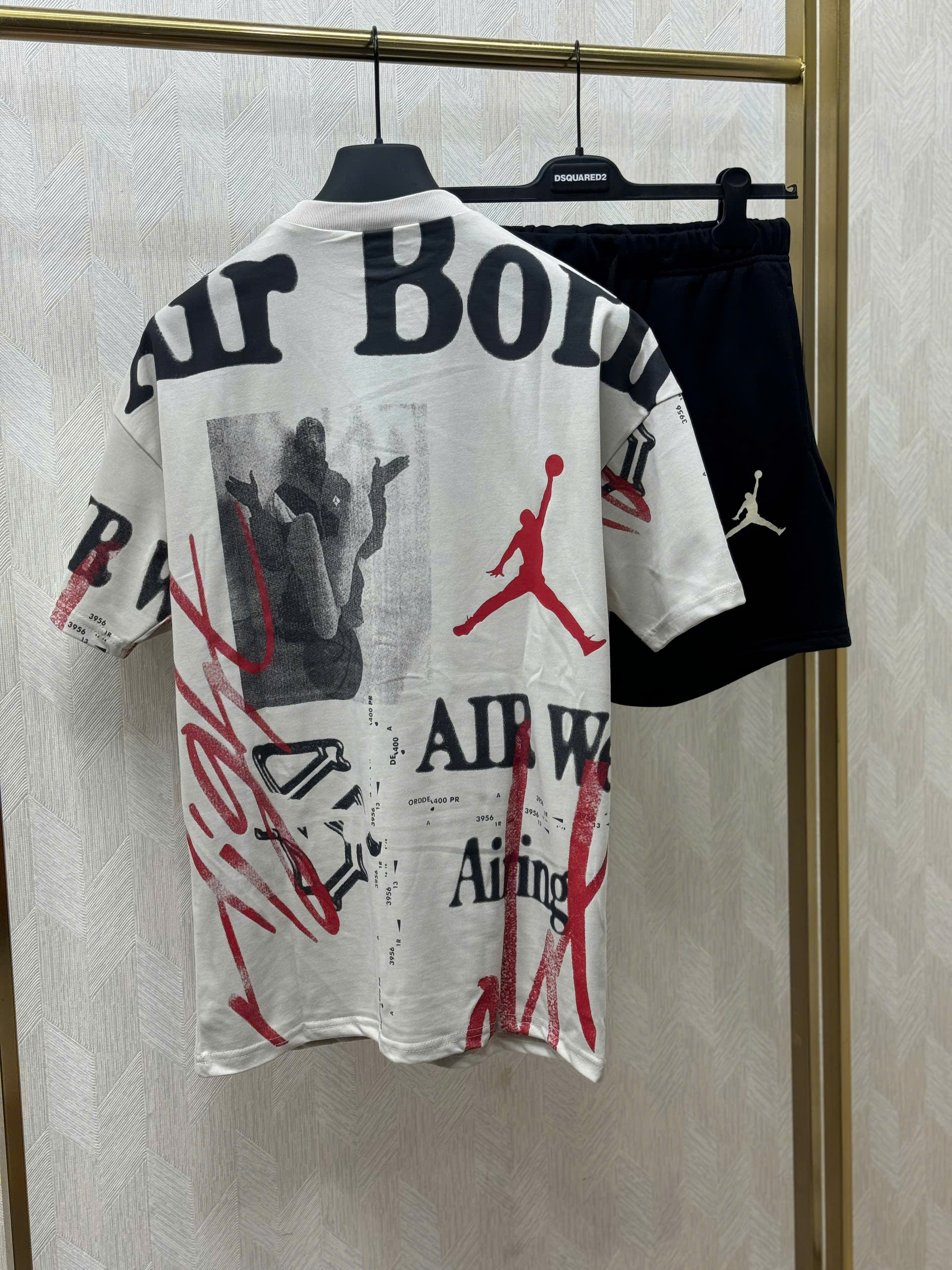 Bộ, Set hè Nike Jordan họa tiết chữ Đỏ Đen Like Auth on web NV