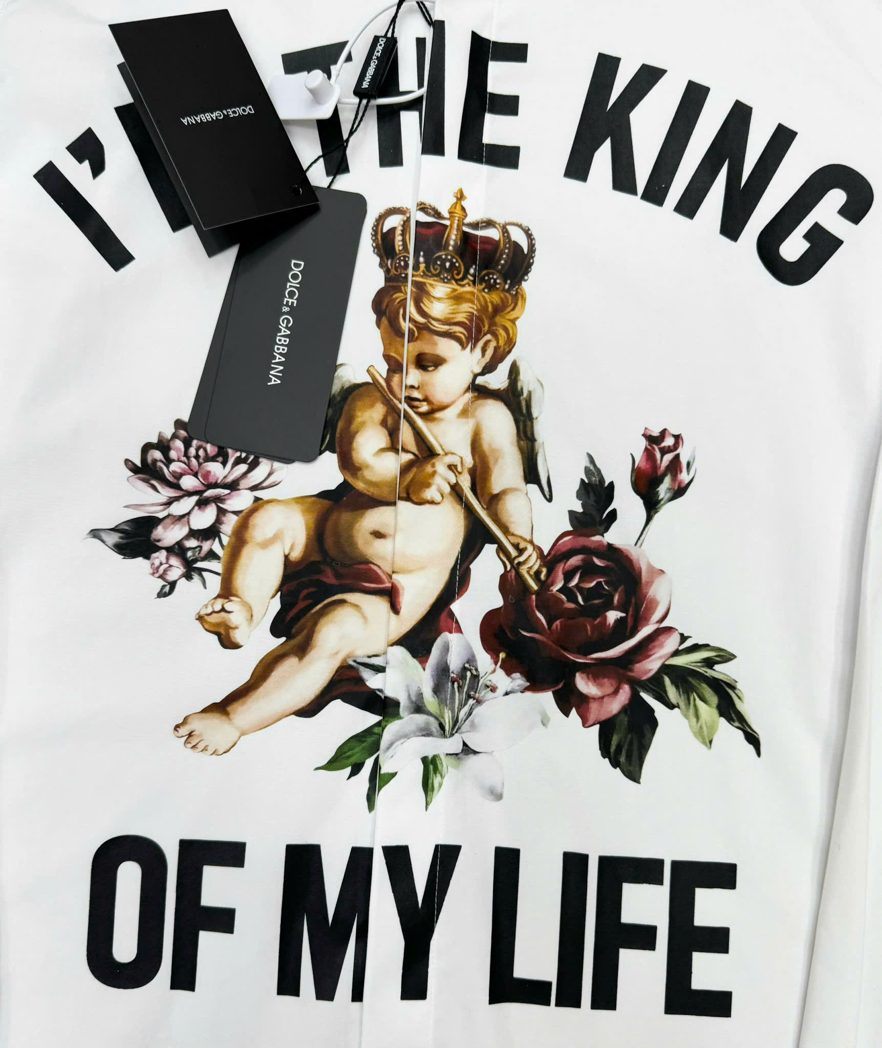 Áo sơ mi dài tay Dolce Gabbana DG Trắng họa tiết thiên thần Like Auth on web CD
