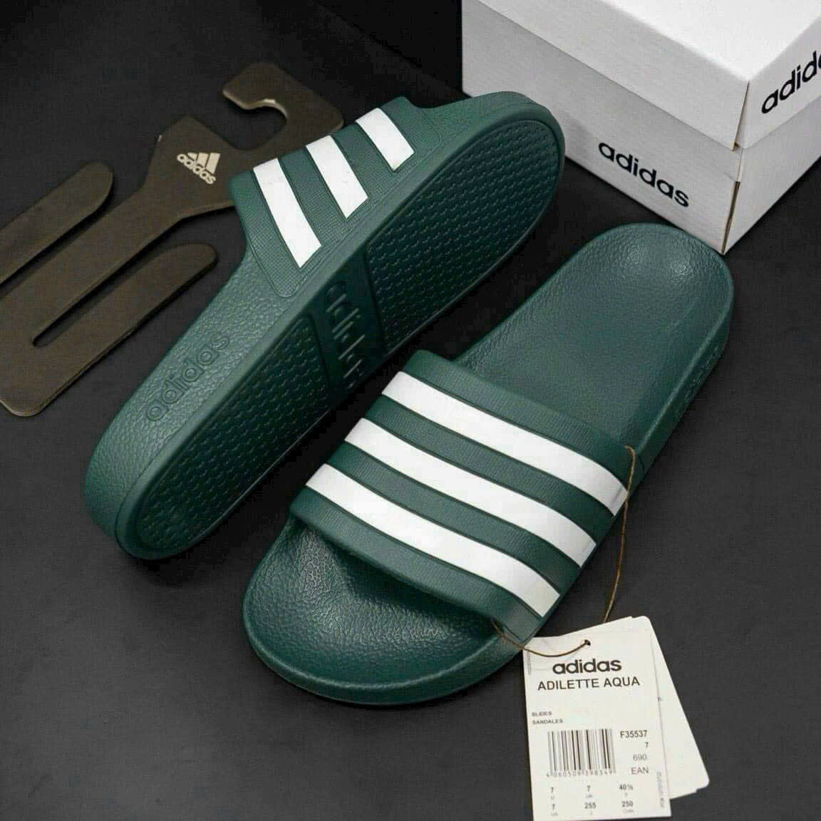 Dép lê quai ngang Adidas A kẻ sọc basic Like Auth on web fullbox bill thẻ LK