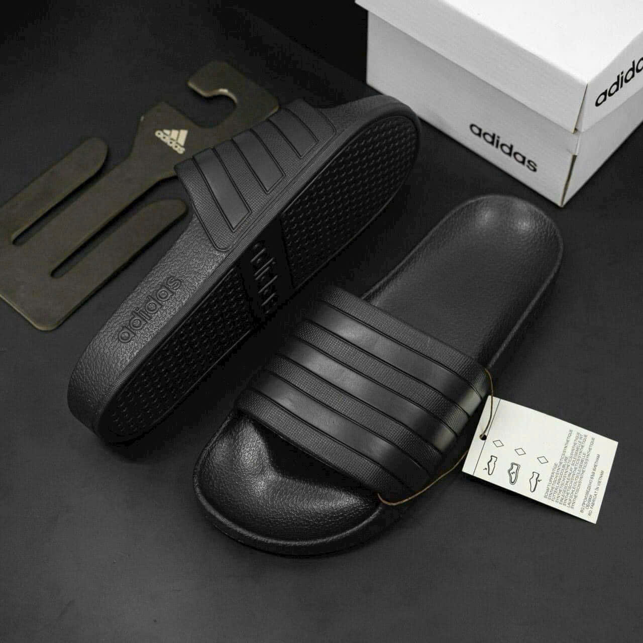 Dép lê quai ngang Adidas A kẻ sọc basic Like Auth on web fullbox bill thẻ LK