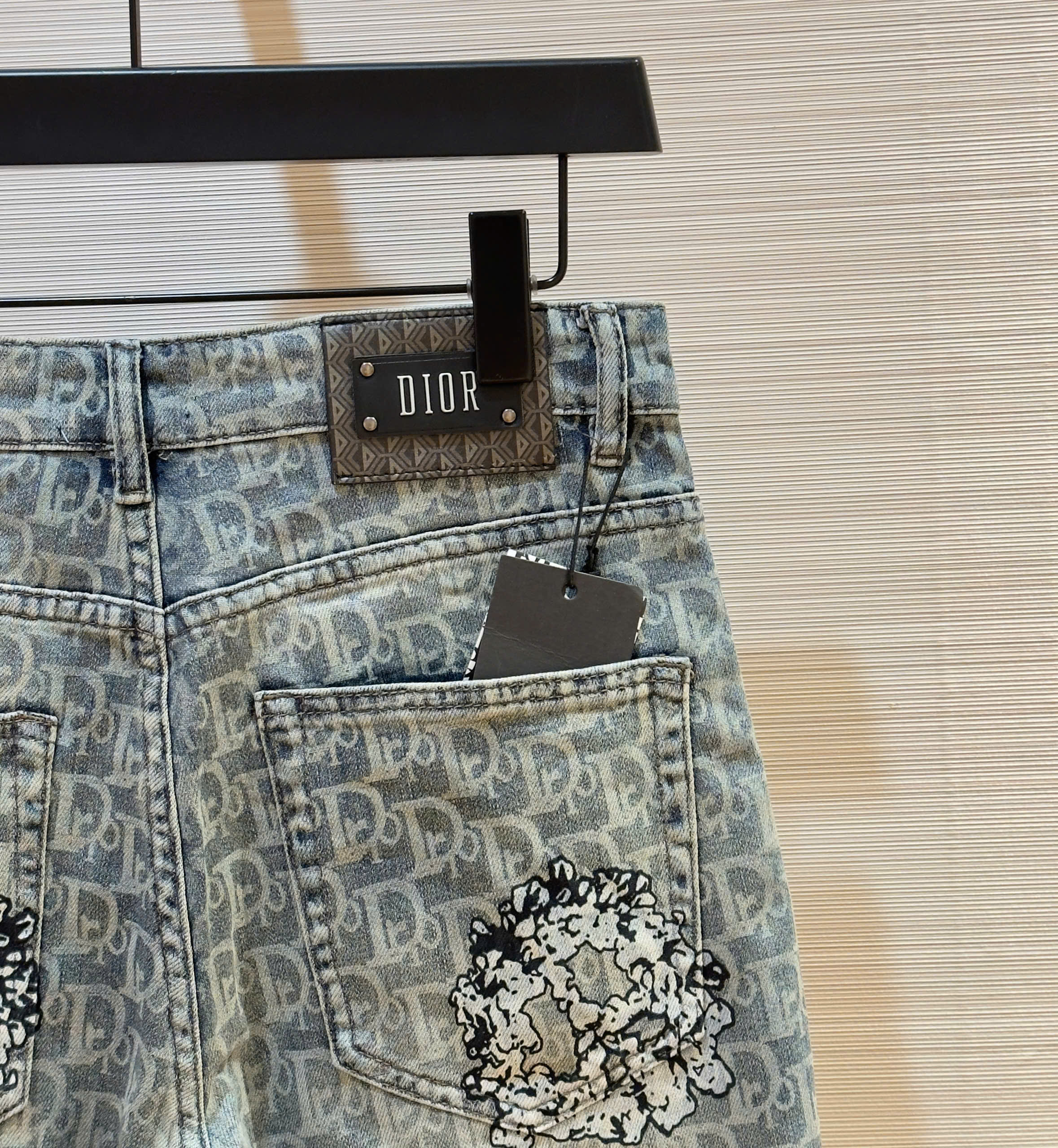 Quần short jean Dior CD Xanh họa tiết logo chữ full Like Auth 1-1 on web DDT