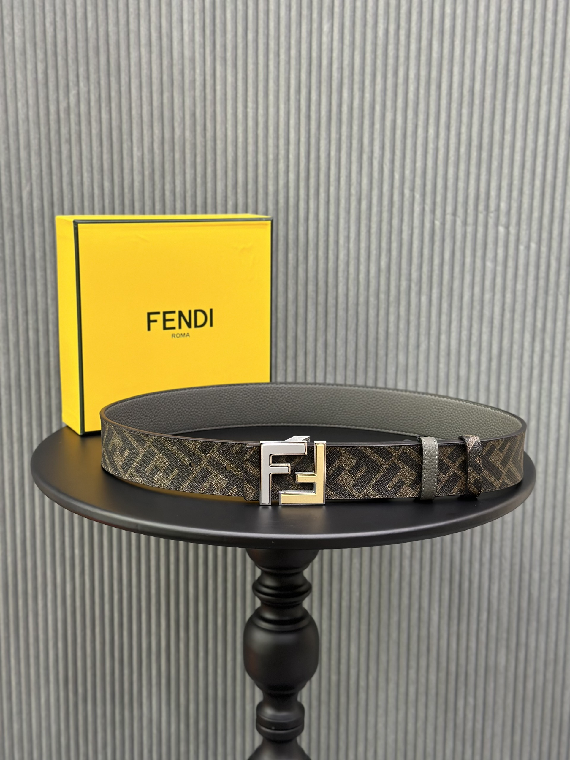 Thắt lưng, dây nịt, belt Fendi FF họa tiết logo mặt FF size 85-105cm Like Auth 1-1 on web fullbox VTN