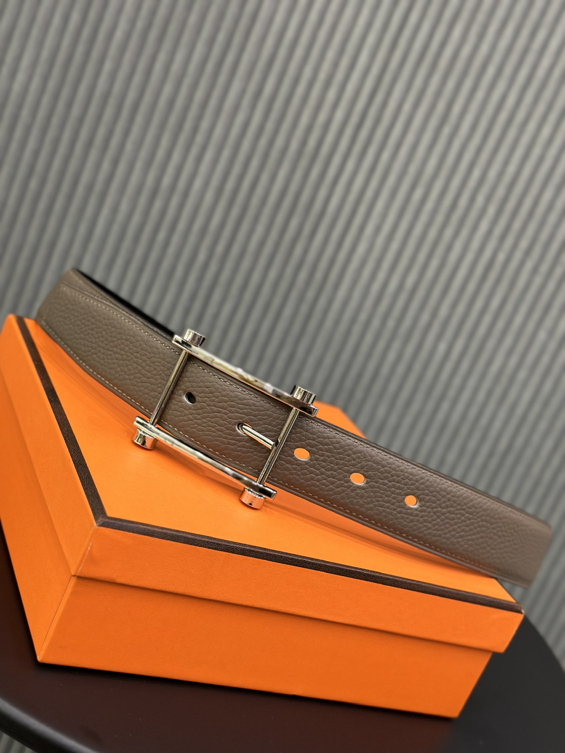Thắt lưng, dây nịt, belt Hermes Nâu sần mặt móc cài vuông size 85-105cm Like Auth 1-1 on web fullbox VTN
