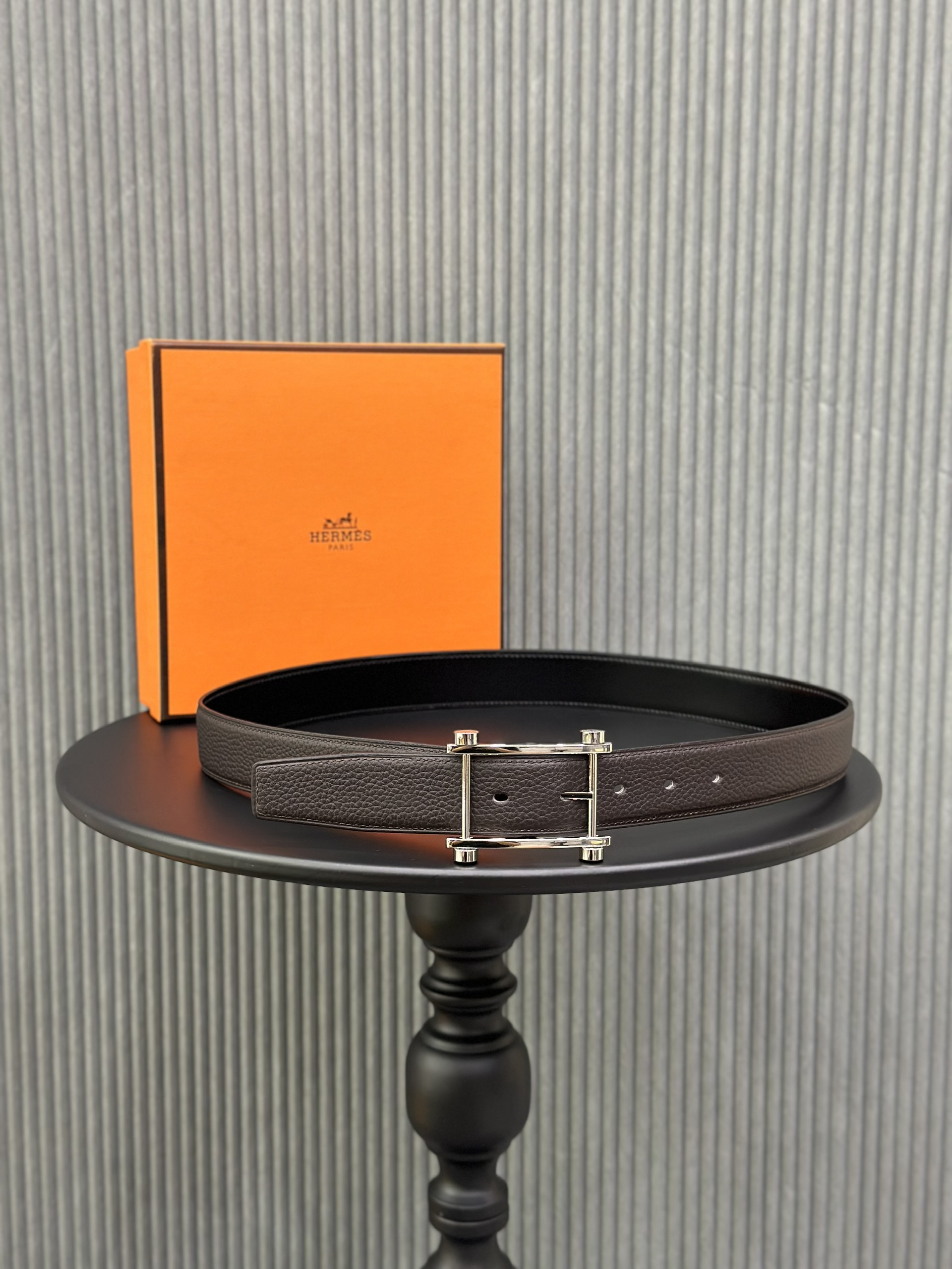 Thắt lưng, dây nịt, belt Hermes Nâu sần mặt móc cài vuông size 85-105cm Like Auth 1-1 on web fullbox VTN