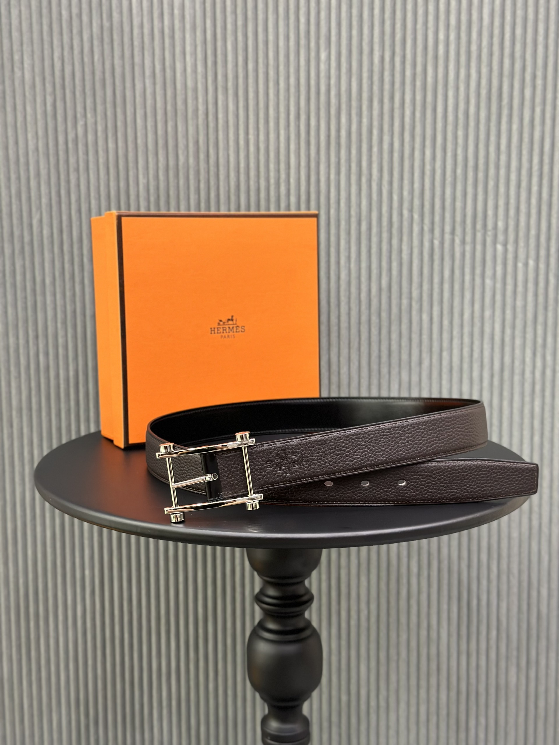 Thắt lưng, dây nịt, belt Hermes Nâu sần mặt móc cài vuông size 85-105cm Like Auth 1-1 on web fullbox VTN