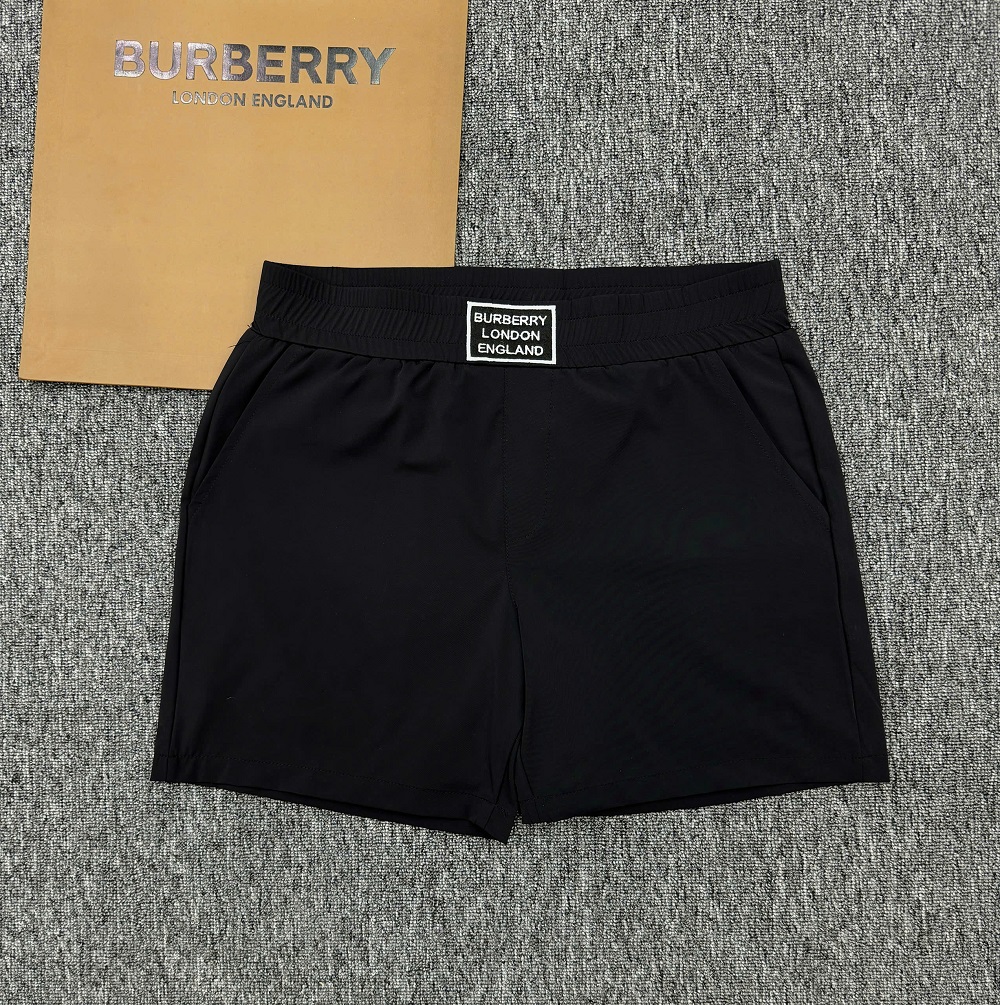 Quần short gió Burberry BBR trơn logo tag vuông thêu cạp Like Auth 1-1 on web MK
