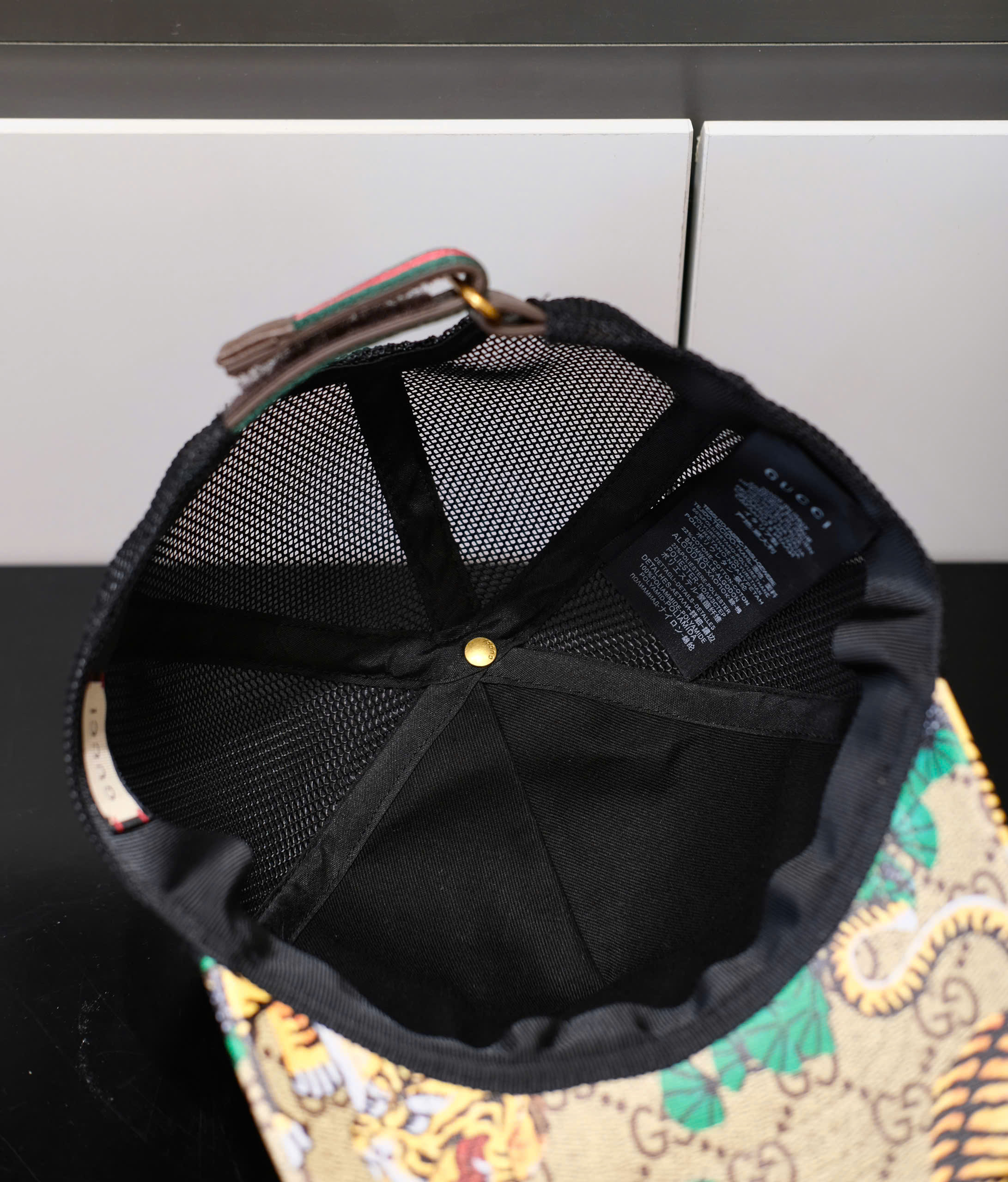 Mũ lưỡi trai, nón kết Gucci GC Nâu họa tiết logo Hổ phối lưới Đen Like Auth fullbox DDT