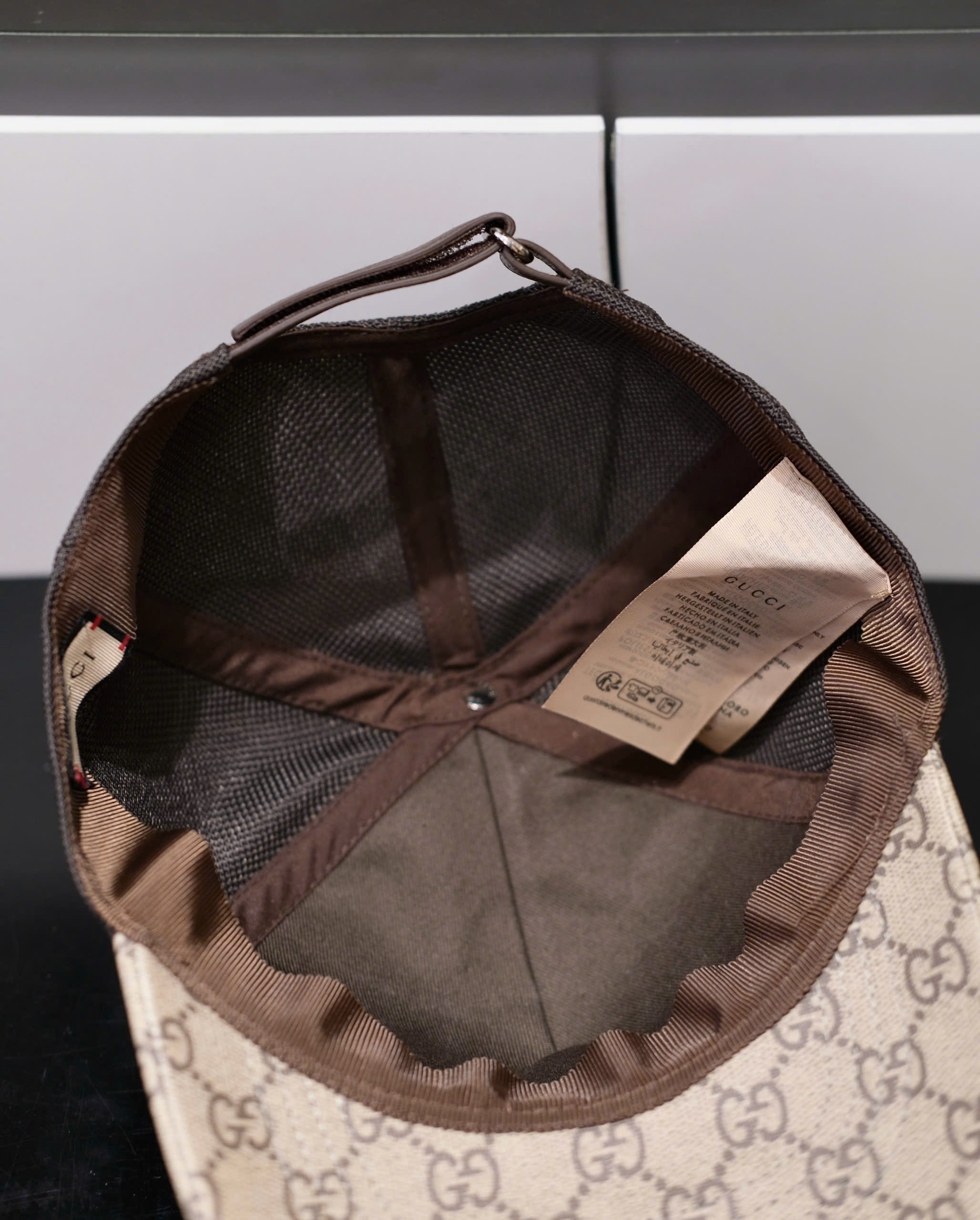 Mũ lưỡi trai, nón kết Gucci GC Nâu họa tiết logo phối lưới Đen Like Auth fullbox DDT