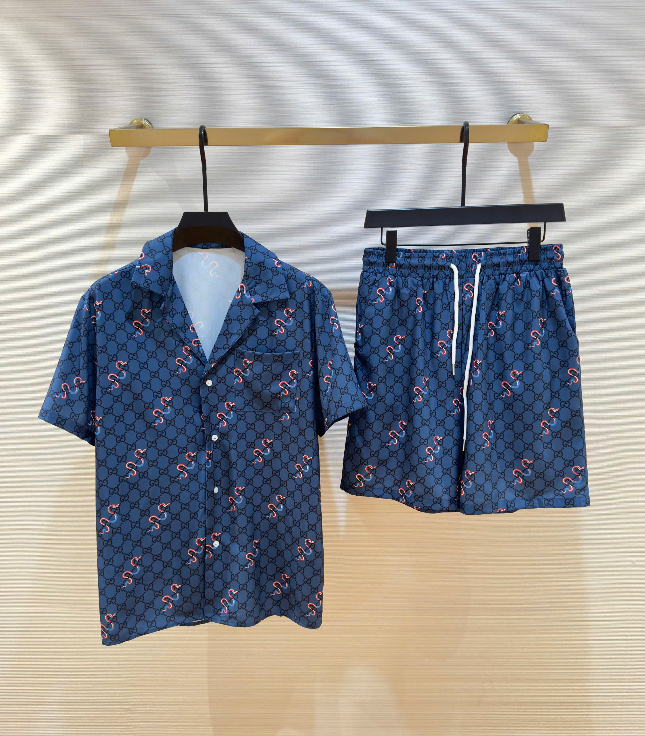 Bộ, Set hè Gucci GC Xanh họa tiết logo Rắn Like Auth on web DDT