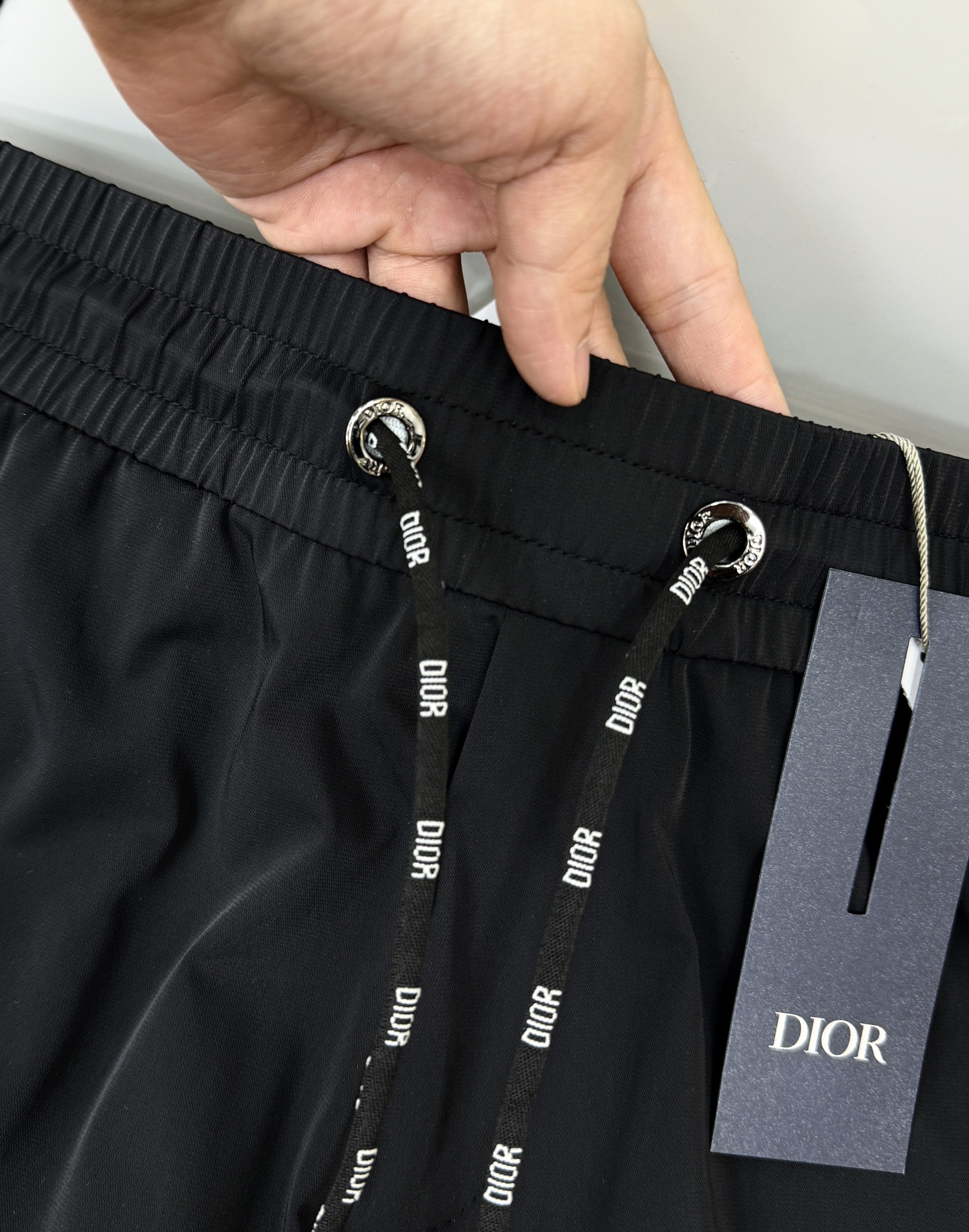 Quần short gió Dior CD Đen logo thêu xù Like Auth 1-1 on web CD