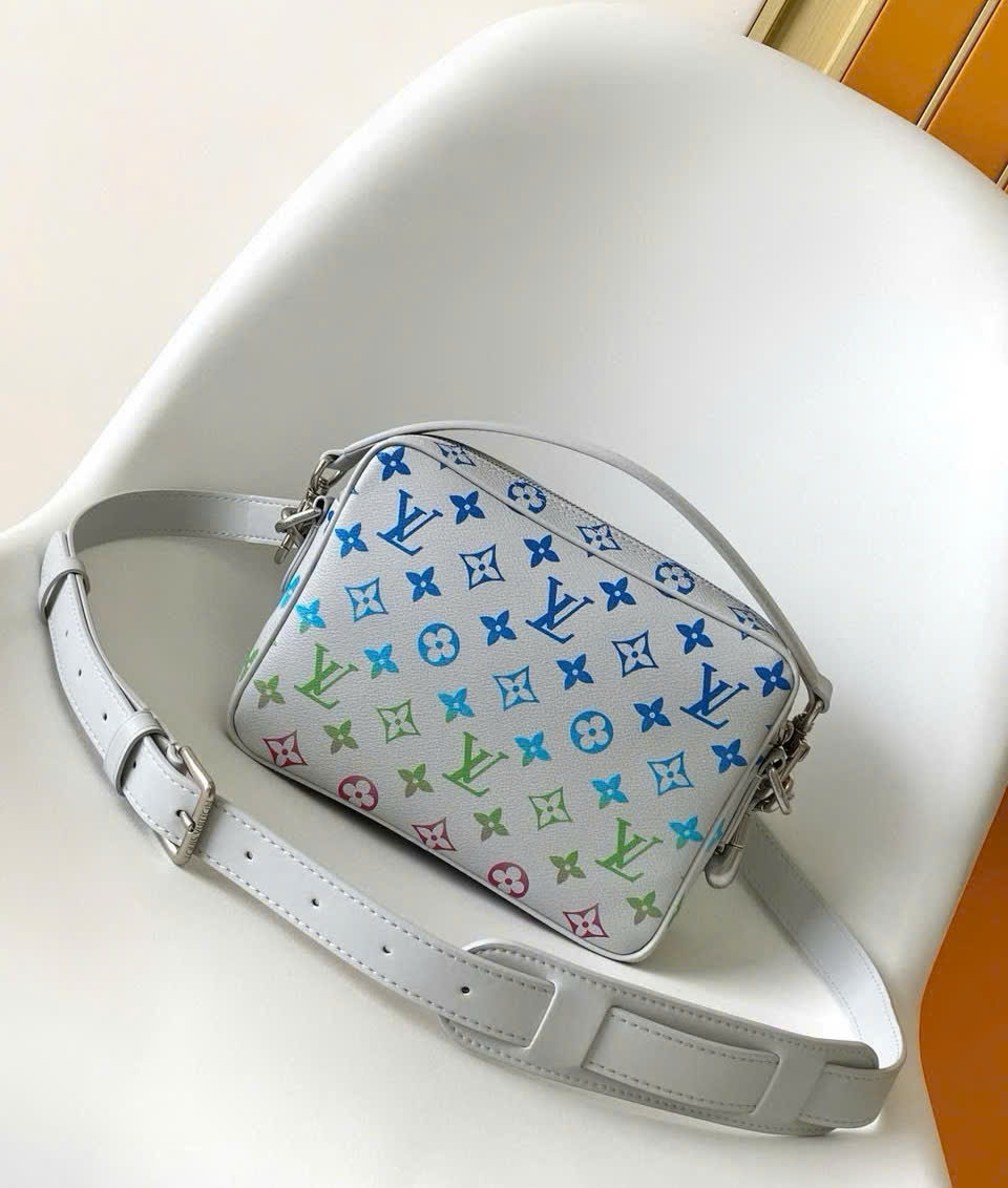 Túi đeo chéo Louis Vuitton LV Bạc họa tiết hoa vân logo loang màu size 25x17.5x11cm Like Auth on web fullbox bill thẻ PLD