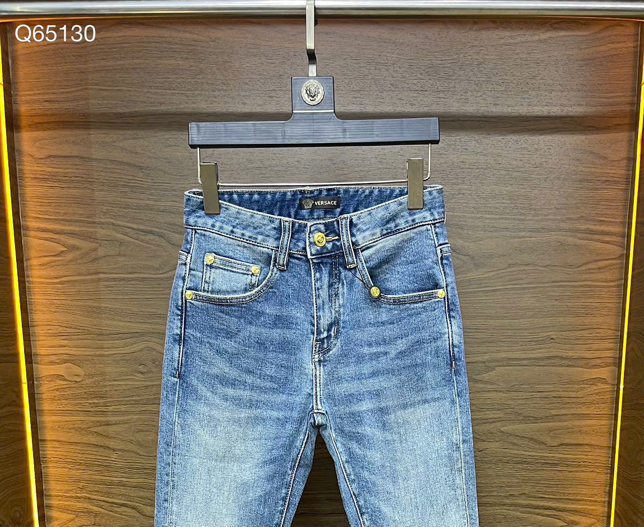 Quần Jean Versace VS Xanh logo thêu túi sau Like Auth on web LK