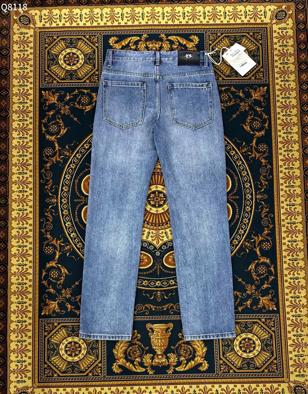 Quần Jean ống suông Dior CD Xanh trơn Like Auth on web LK