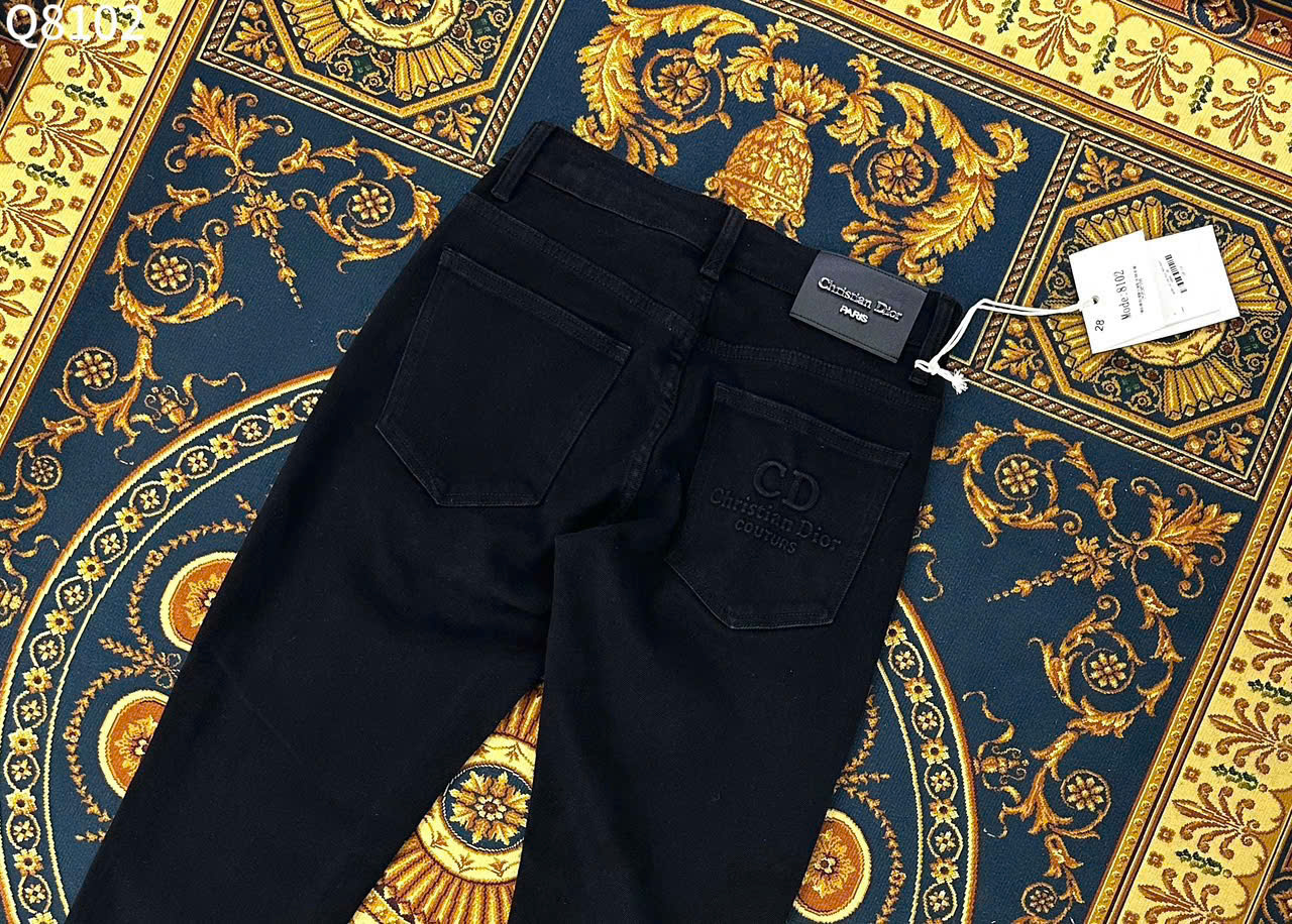 Quần Jean ống suông Dior CD Đen trơn Like Auth on web LK