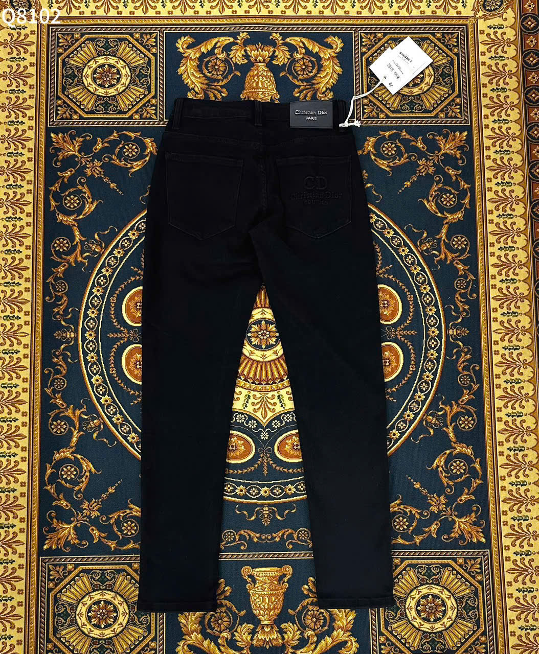 Quần Jean ống suông Dior CD Đen trơn Like Auth on web LK