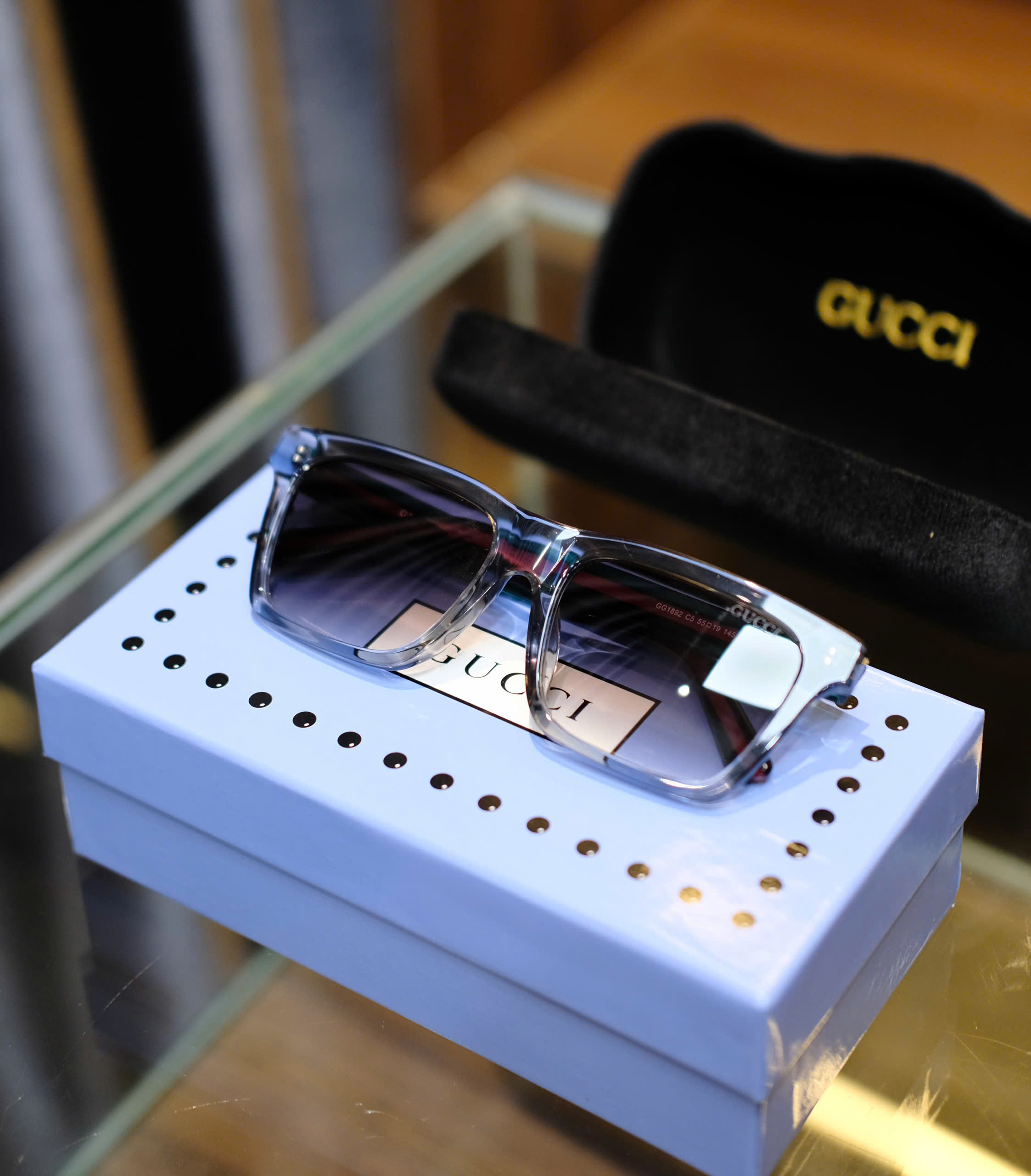 Kính mắt thời trang Gucci GC logo chữ gọng Xanh Đỏ Like Auth on web fullbox DDT