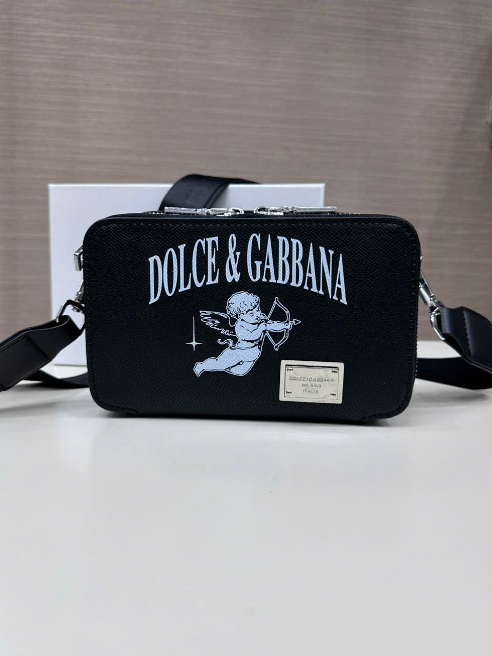 Túi đeo chéo Dolce Gabbana DG Đen họa tiết thiên thần Like Auth on web fullbox bill thẻ LK