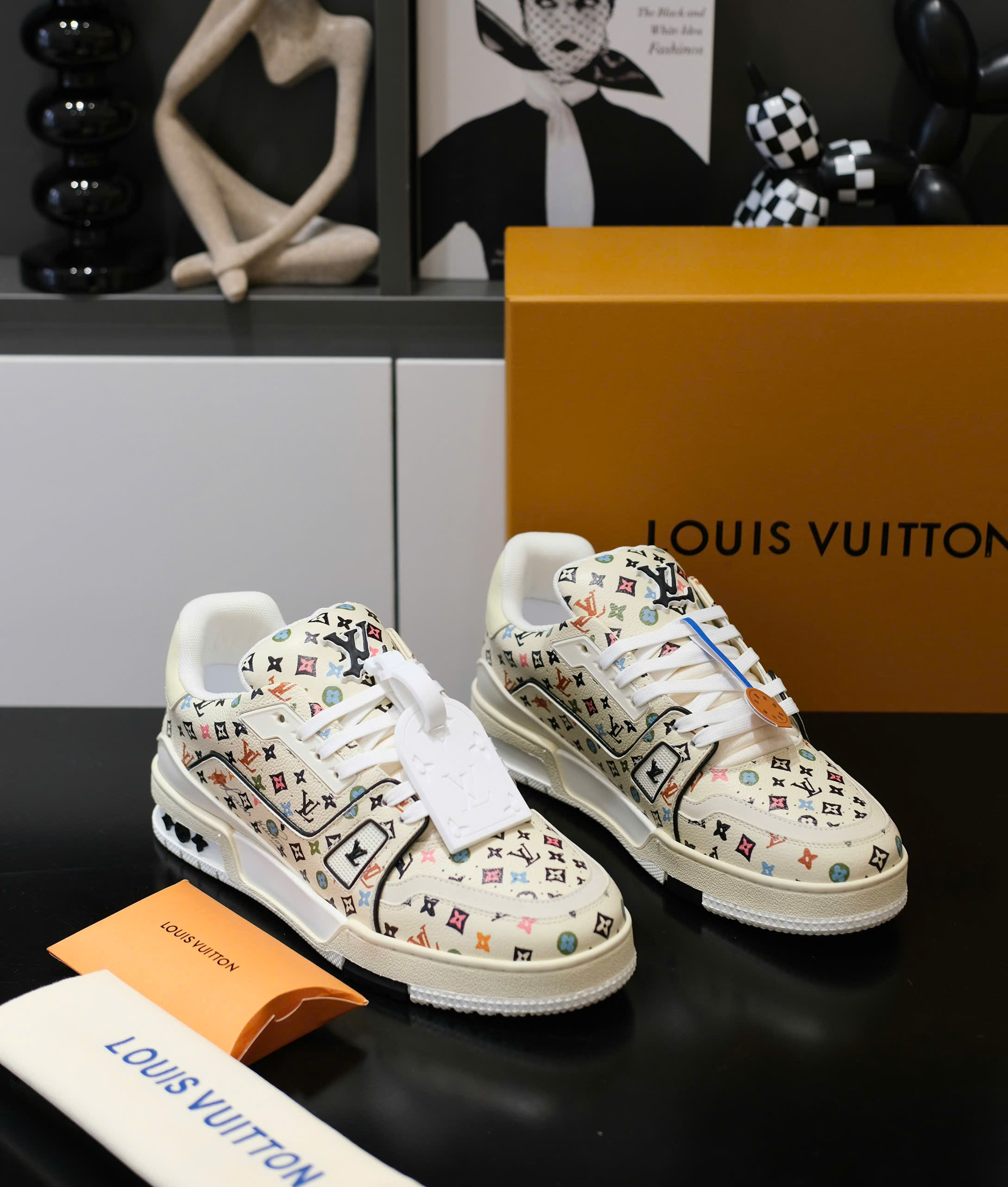 Giày sneaker Louis Vuitton LV 54 Be họa tiết hoa vân màu sắc full Like Auth Fullbox Phụ Kiện DDT
