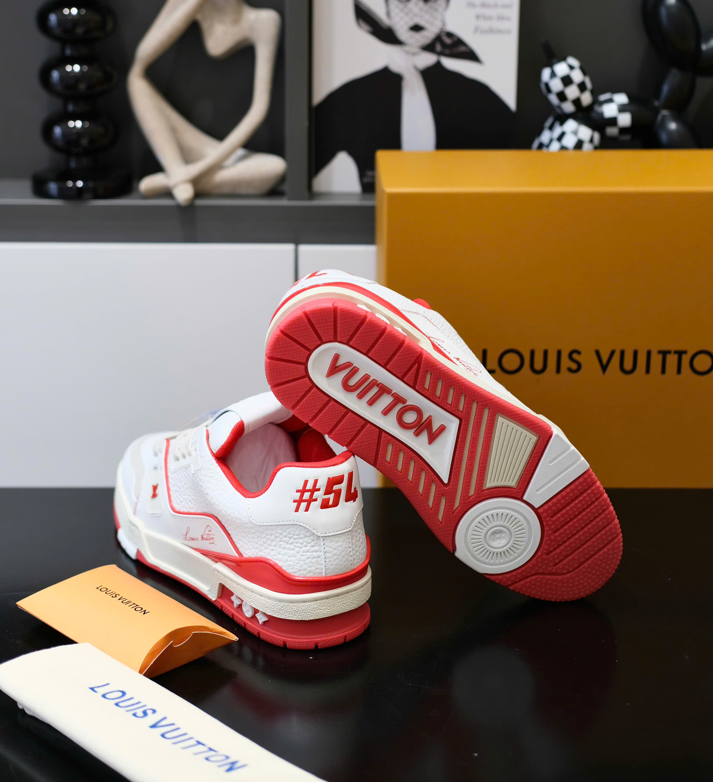 Giày sneaker Louis Vuitton LV 54 Trắng phối Đỏ trơn Like Auth Fullbox Phụ Kiện DDT