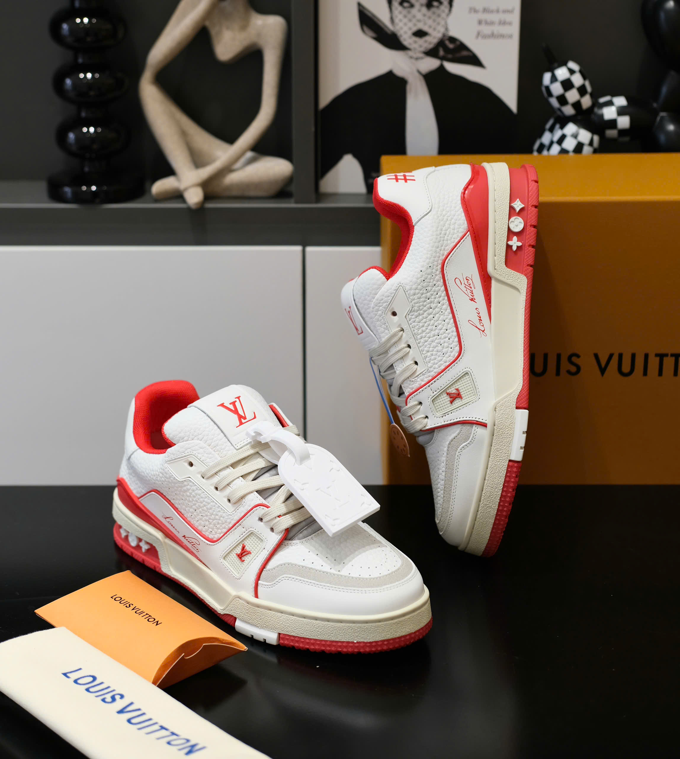 Giày sneaker Louis Vuitton LV 54 Trắng phối Đỏ trơn Like Auth Fullbox Phụ Kiện DDT