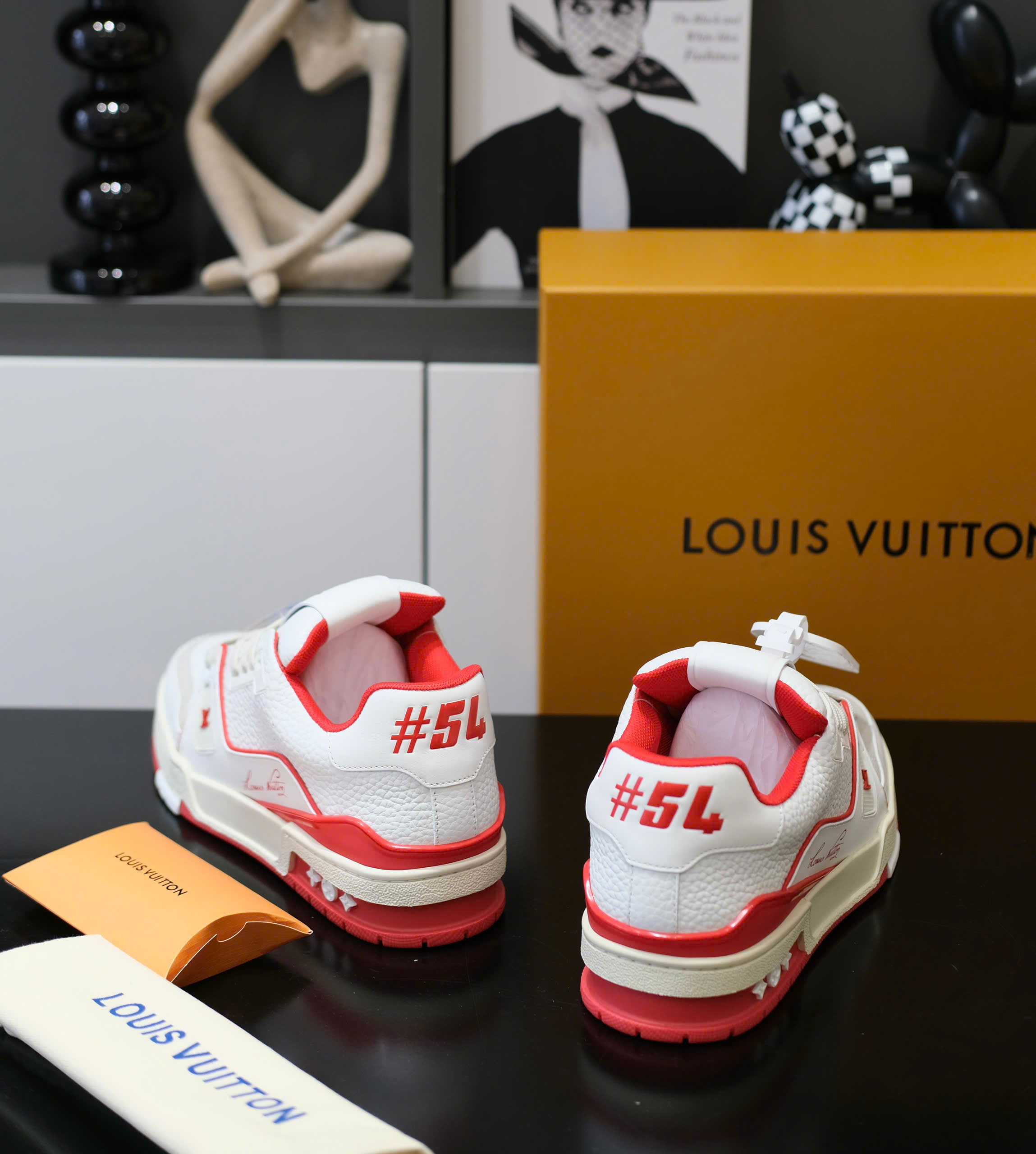 Giày sneaker Louis Vuitton LV 54 Trắng phối Đỏ trơn Like Auth Fullbox Phụ Kiện DDT