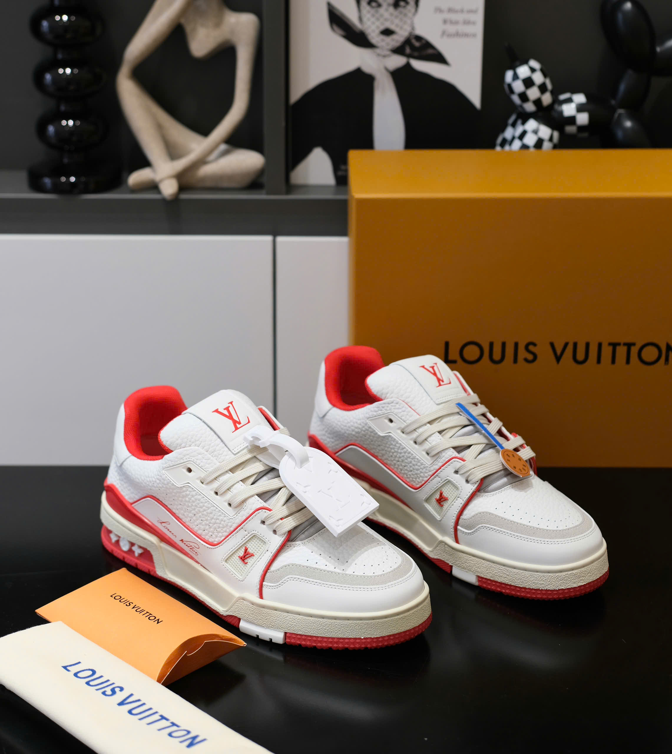 Giày sneaker Louis Vuitton LV 54 Trắng phối Đỏ trơn Like Auth Fullbox Phụ Kiện DDT