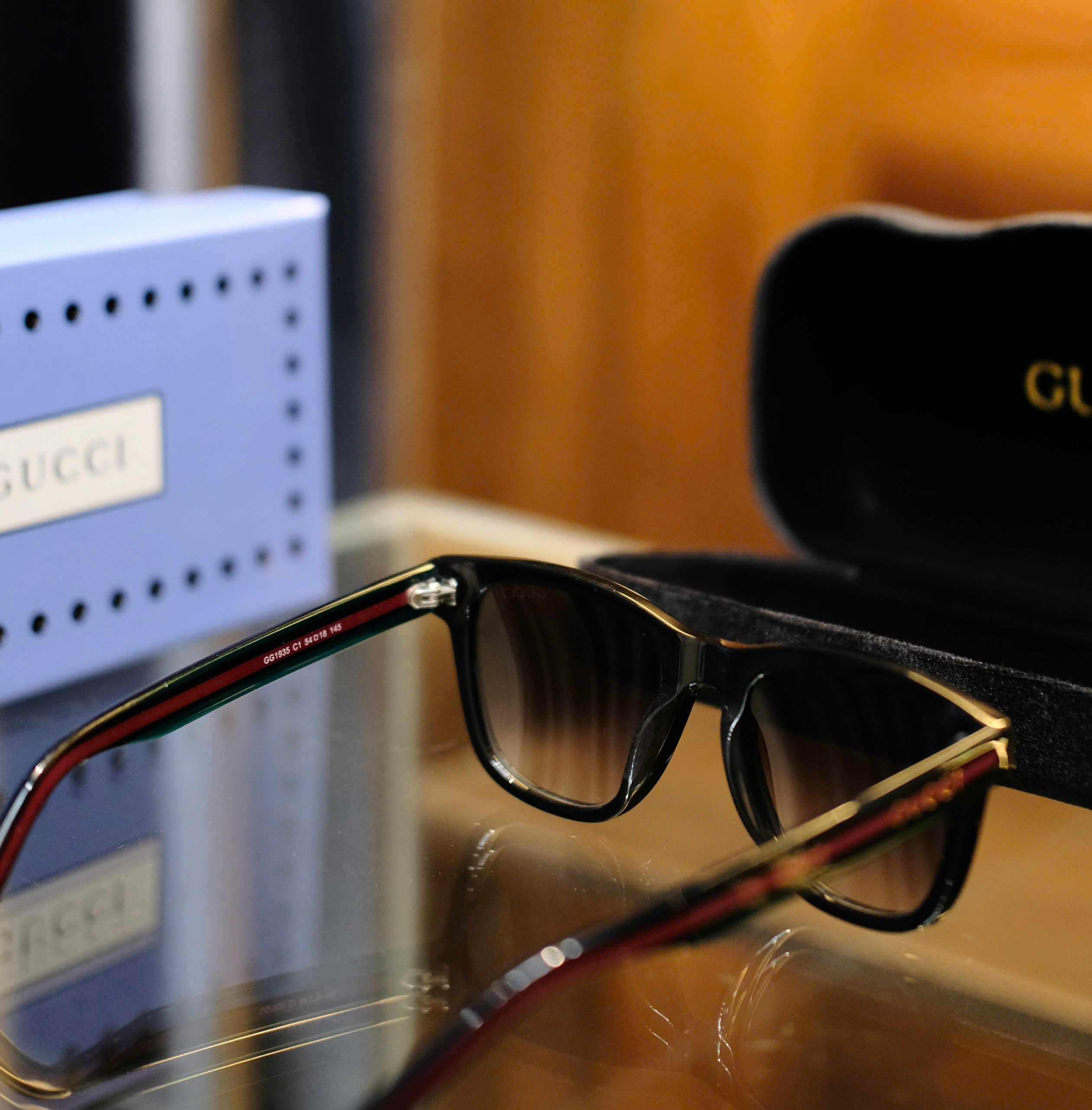 Kính mắt thời trang Gucci GC Đen logo chữ gọng Xanh Đỏ Like Auth on web fullbox DDT